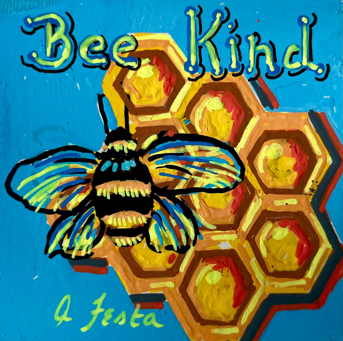 Bee Kind – Hand-Painted 2x2 Magnet