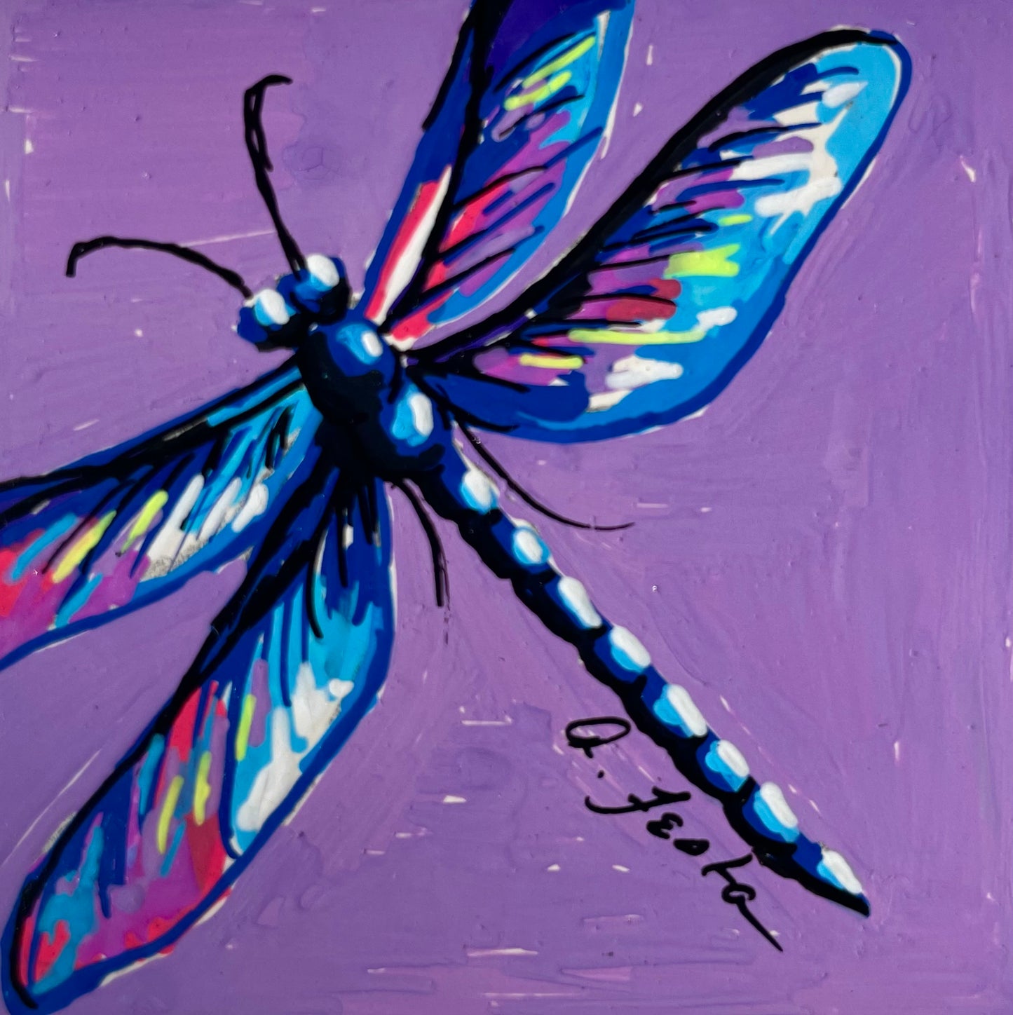“Vibrant Dragonfly Magnet – Hand-Carved & Hand-Painted Mini Art”
