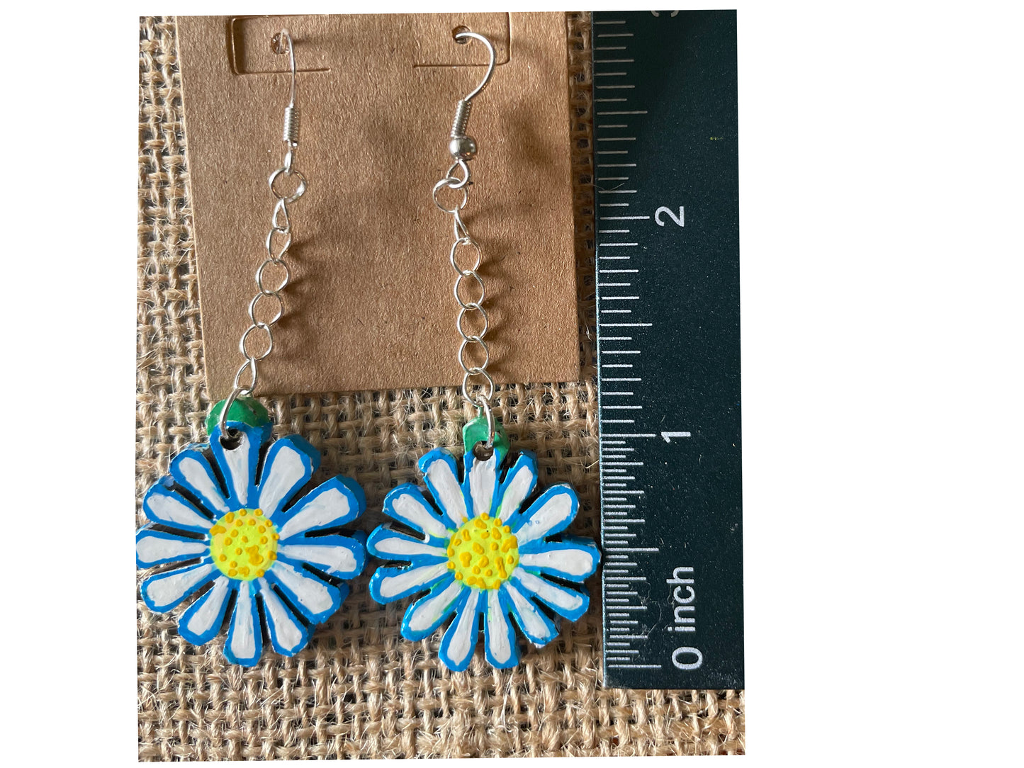 Daisy Days – Hand Carved & Painted Earrings