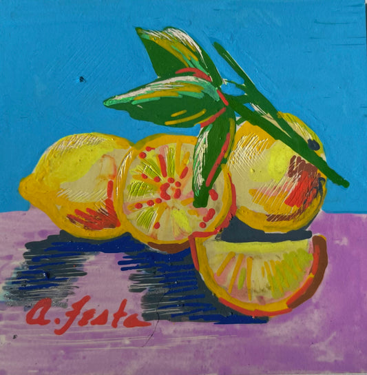 Lemon Radiance – Hand-Painted Mini Art Magnet (2x2)