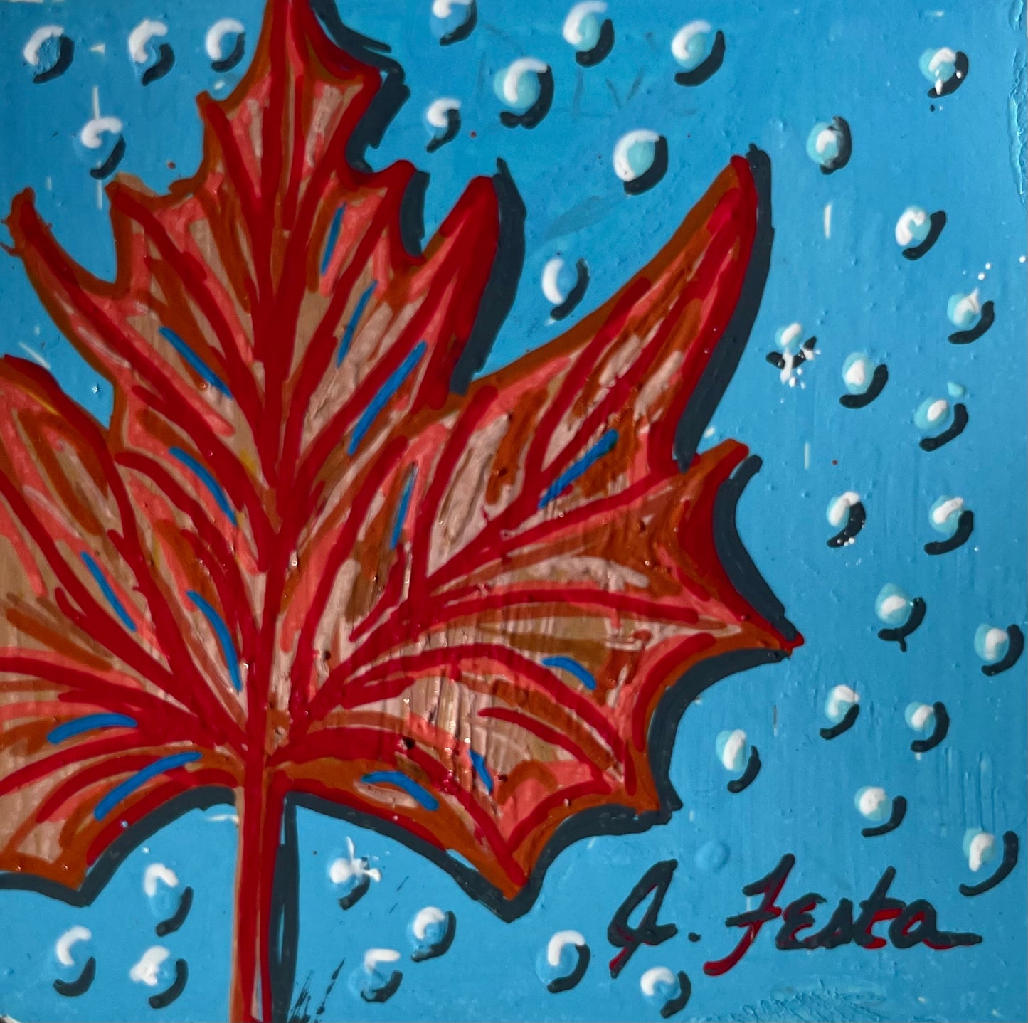 Autumn Glow – Hand-Painted Maple Leaf Magnet