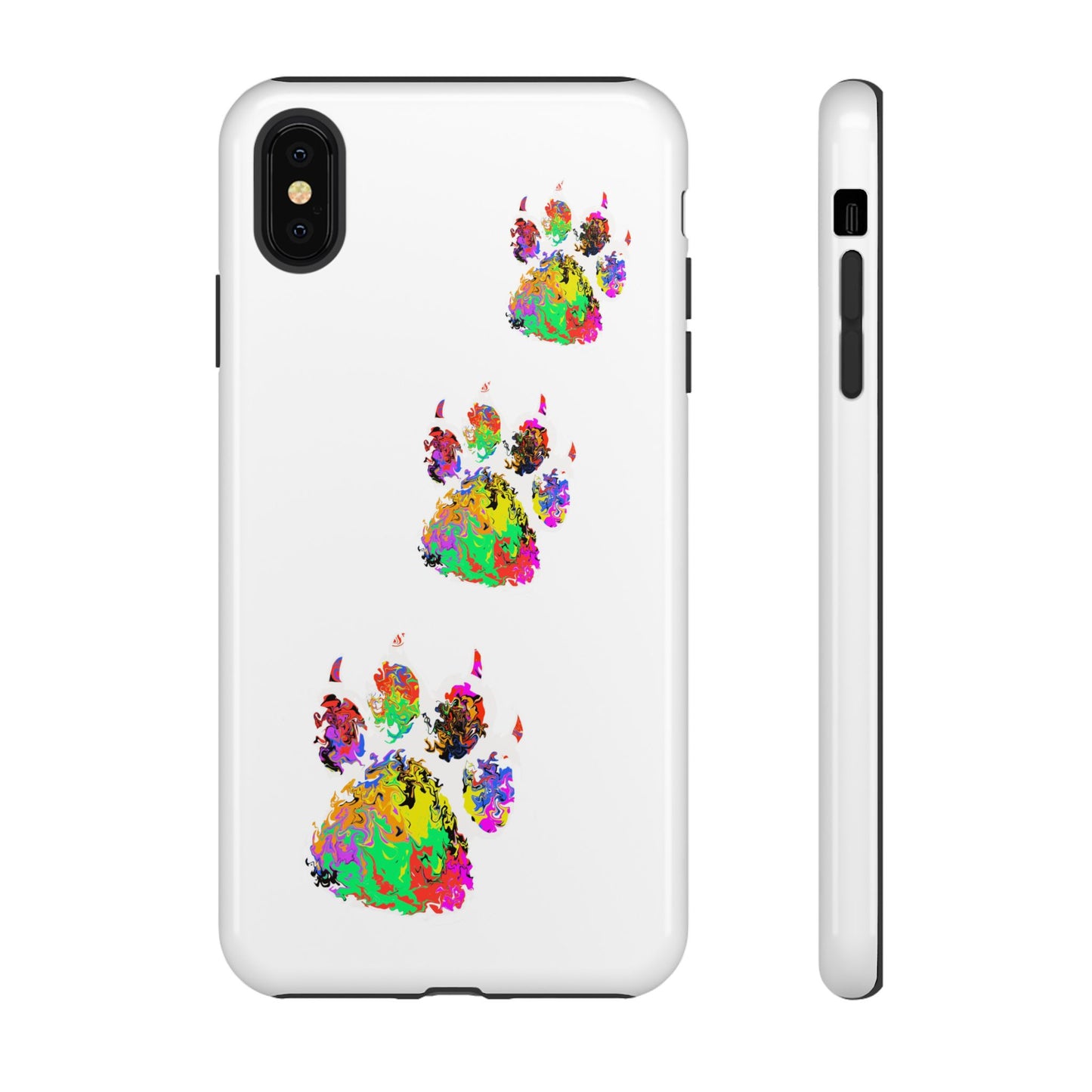 Phone Case — Colorful Paw Print Tough Case, Pet Lover Protective Phone Cover