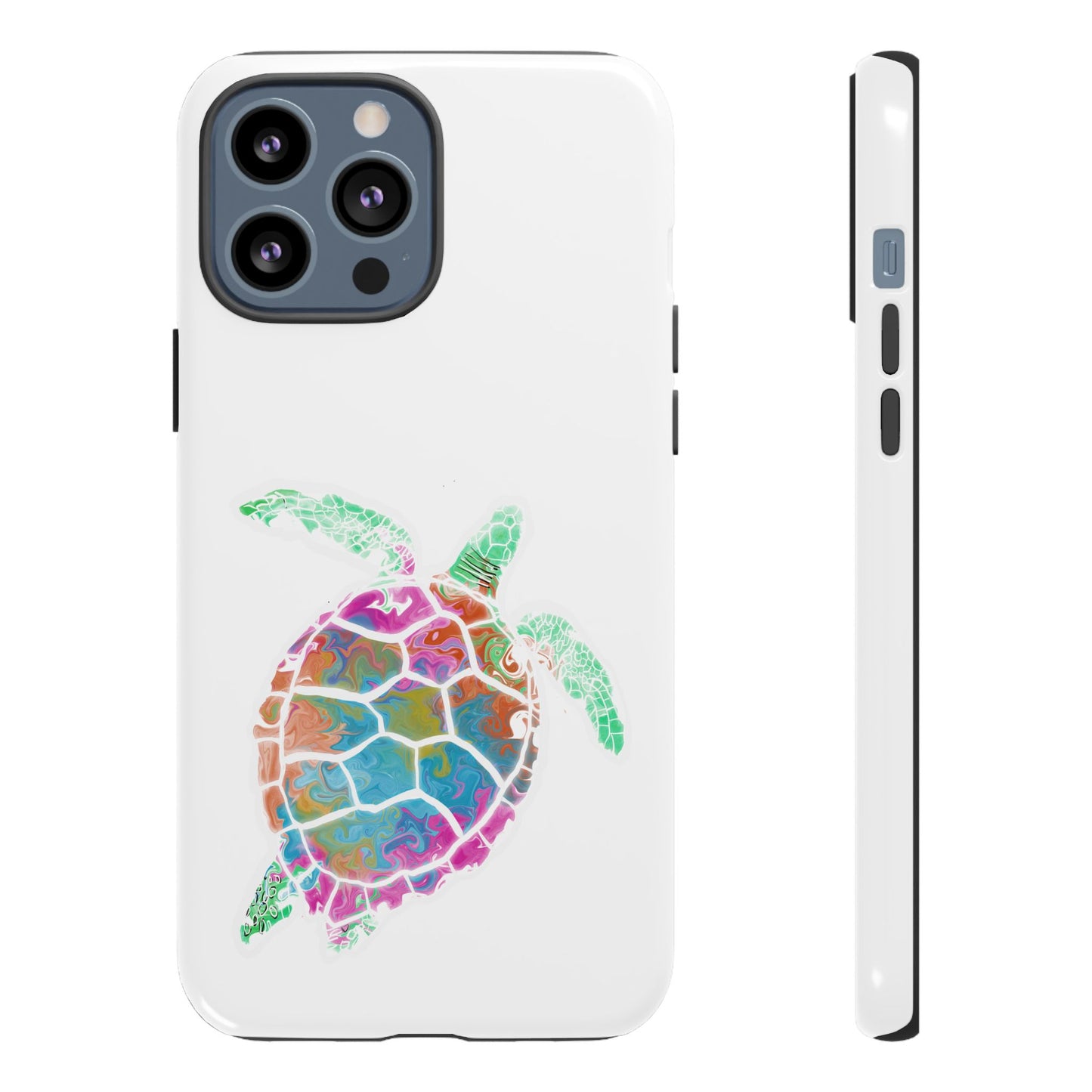 Sea Turtle Tough Phone Case — Colorful Watercolor Turtle Protective Cover