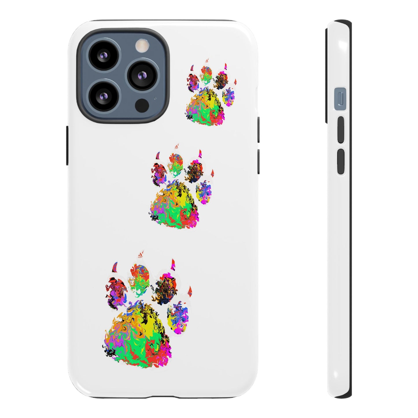 Phone Case — Colorful Paw Print Tough Case, Pet Lover Protective Phone Cover