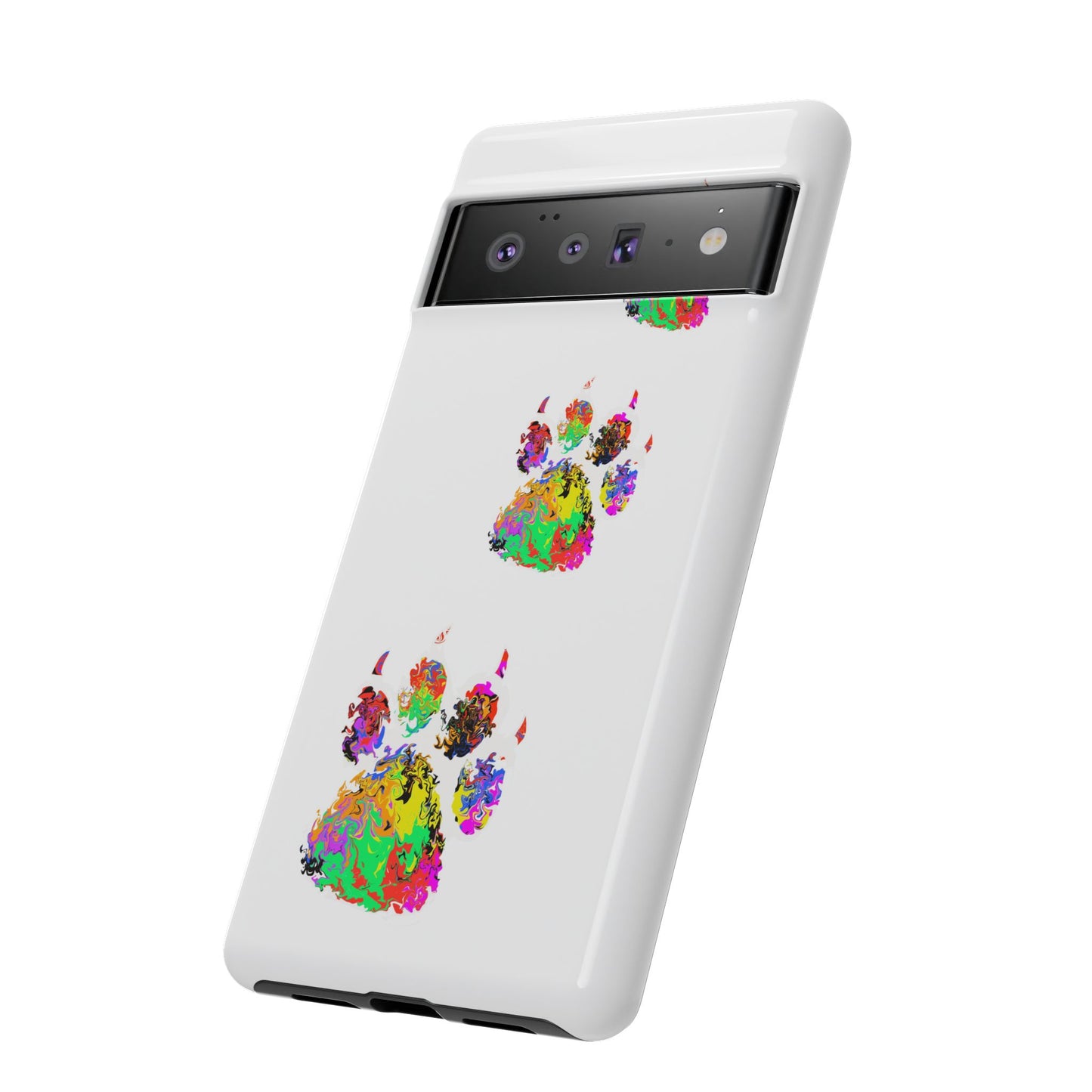 Phone Case — Colorful Paw Print Tough Case, Pet Lover Protective Phone Cover