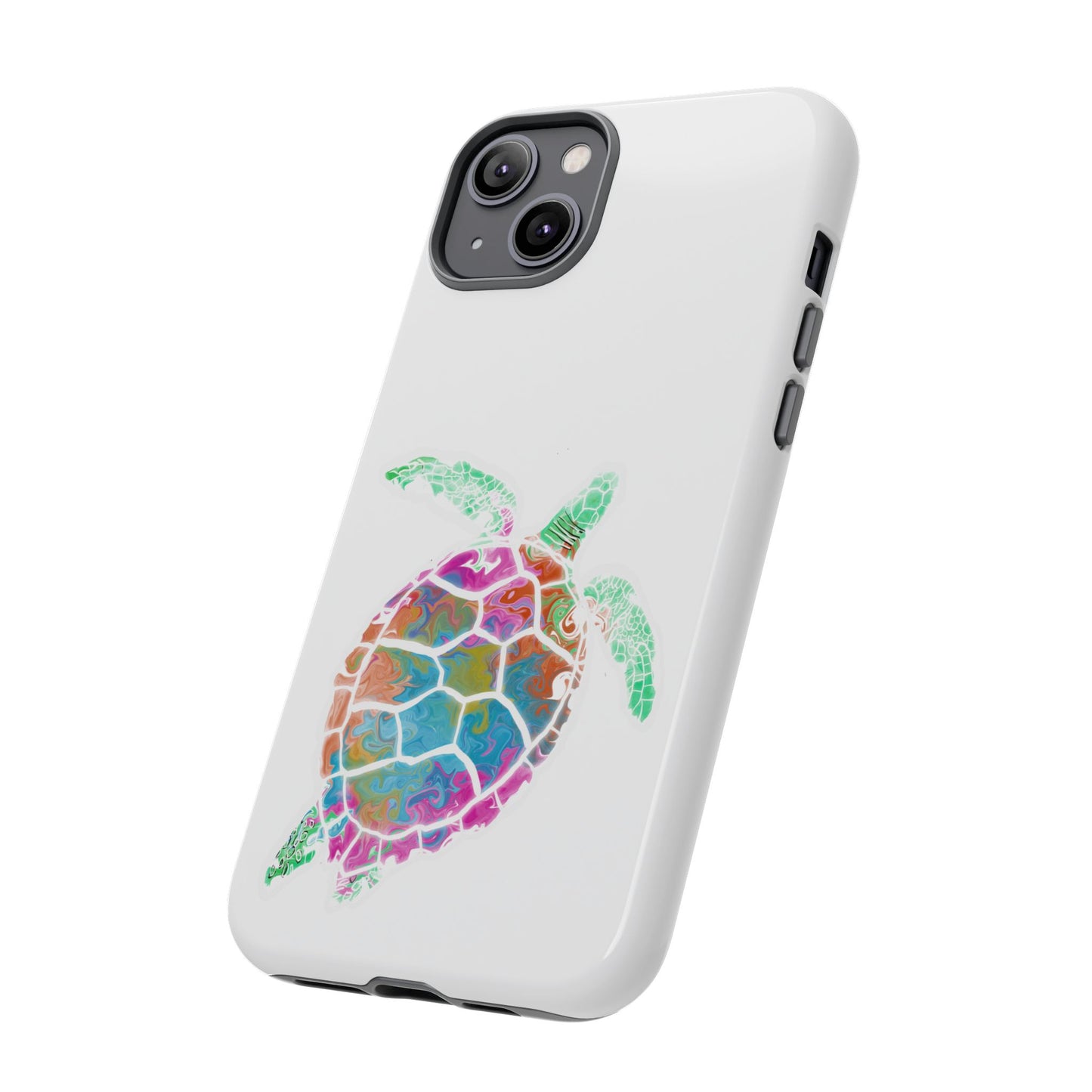 Sea Turtle Tough Phone Case — Colorful Watercolor Turtle Protective Cover