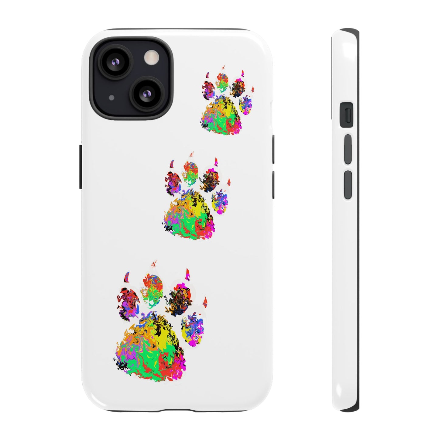 Phone Case — Colorful Paw Print Tough Case, Pet Lover Protective Phone Cover
