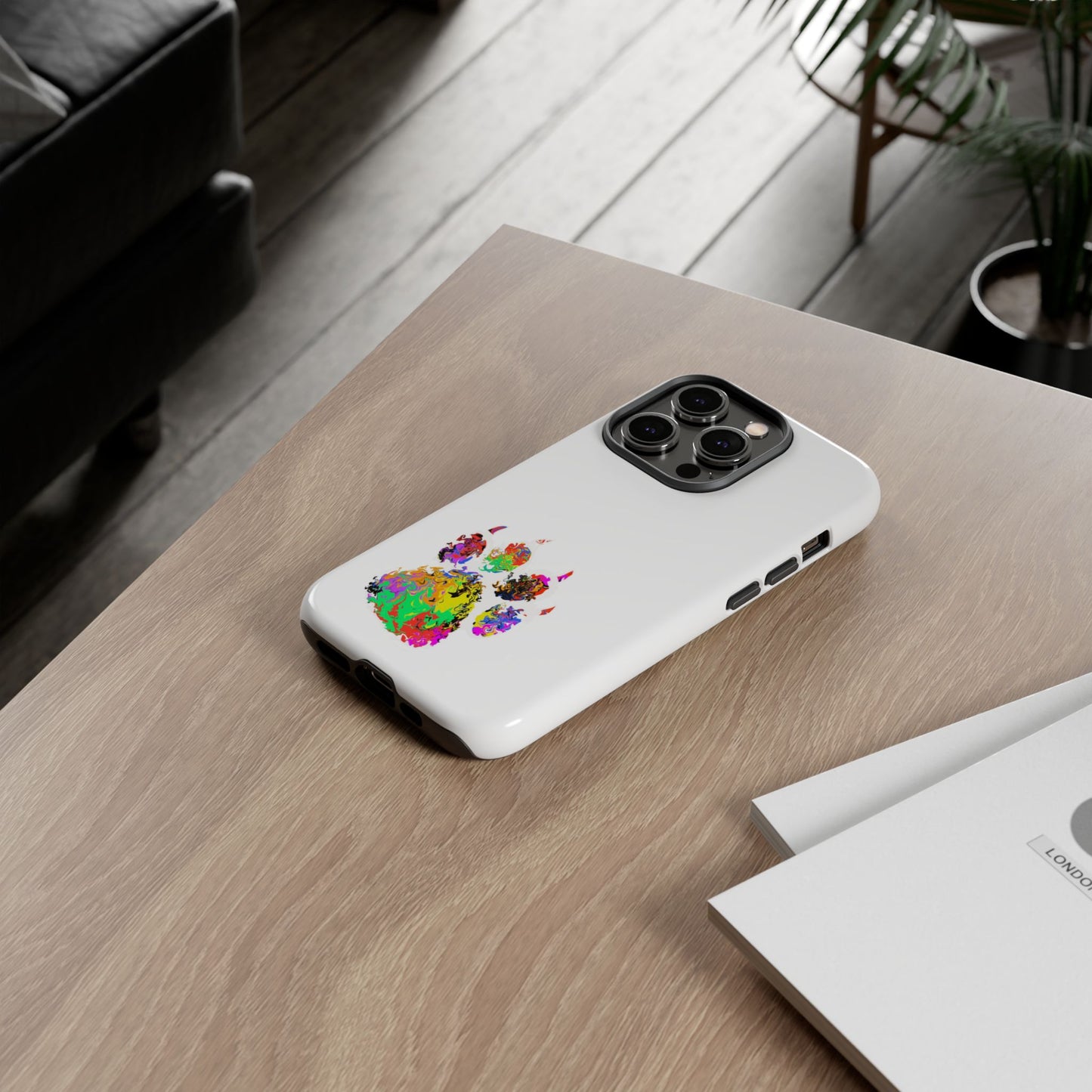 Colorful Paw Print Phone Case — Protective Pet Lover iPhone Case