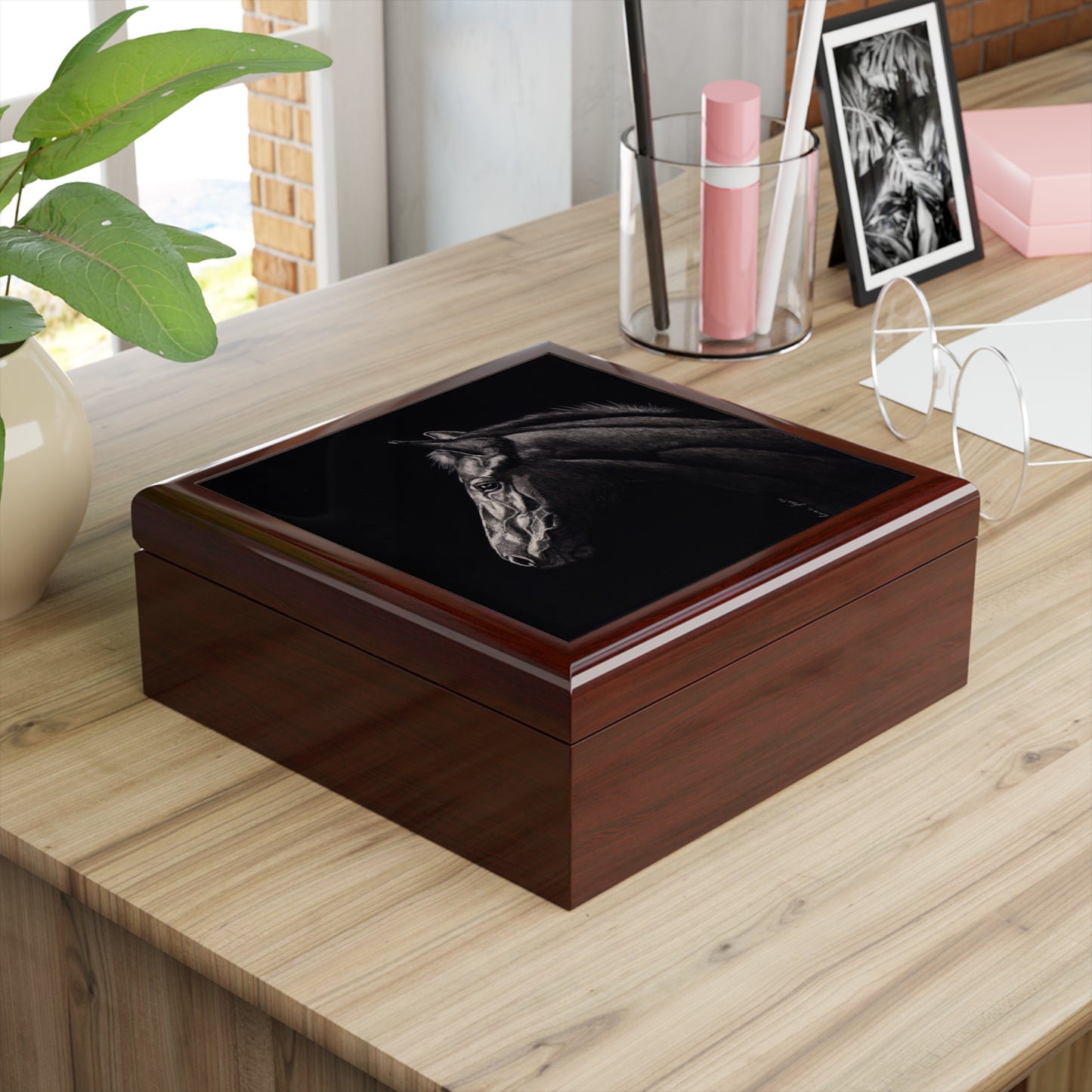 Black Horse Keepsake Jewelry Box — Elegant Equestrian Gift