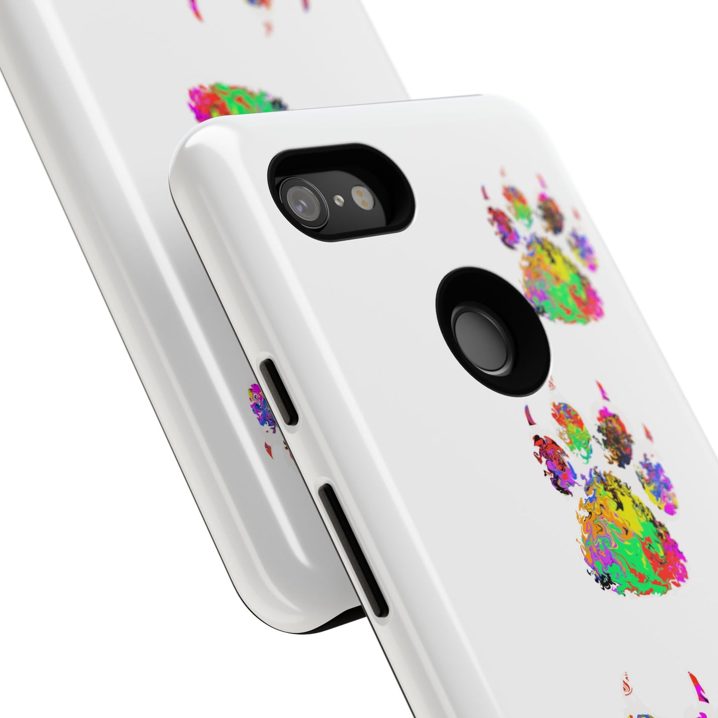 Phone Case — Colorful Paw Print Tough Case, Pet Lover Protective Phone Cover