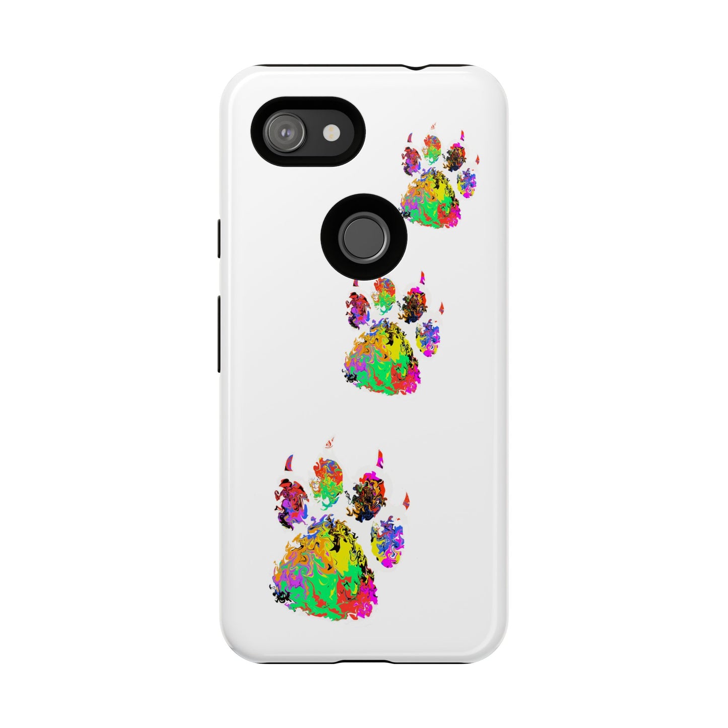 Phone Case — Colorful Paw Print Tough Case, Pet Lover Protective Phone Cover