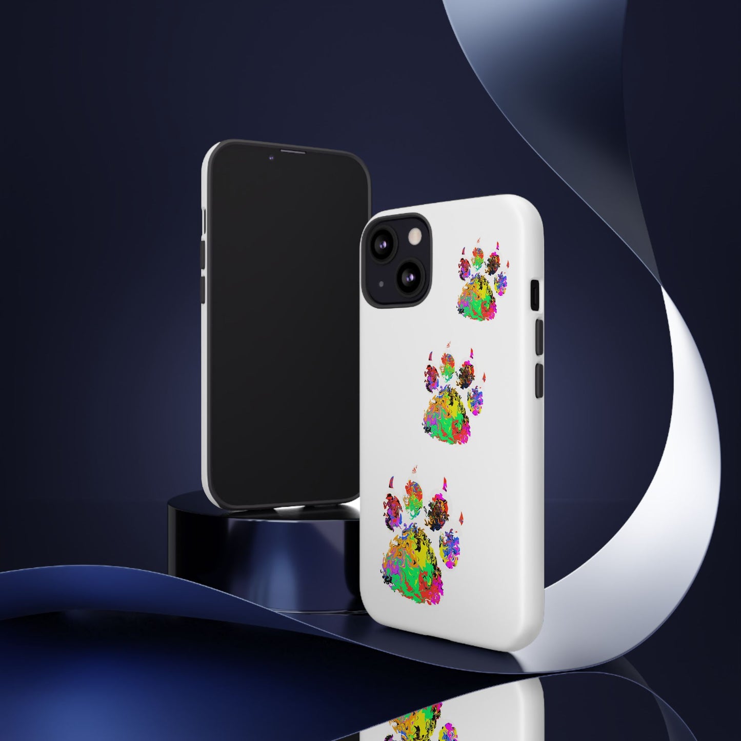 Phone Case — Colorful Paw Print Tough Case, Pet Lover Protective Phone Cover