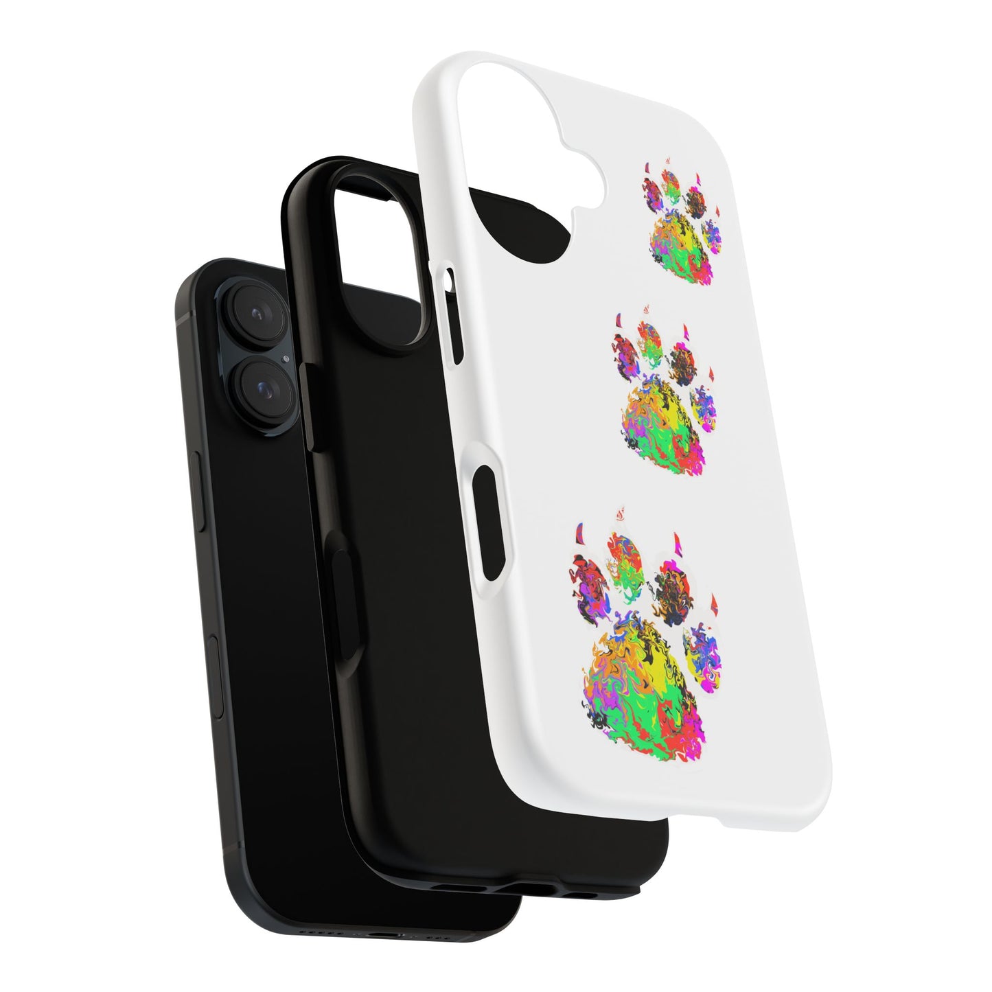 Phone Case — Colorful Paw Print Tough Case, Pet Lover Protective Phone Cover