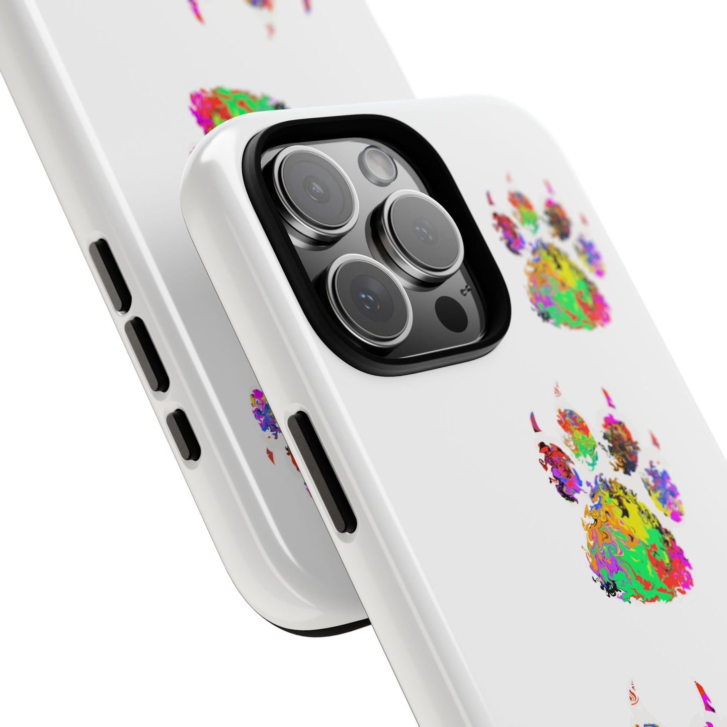 Phone Case — Colorful Paw Print Tough Case, Pet Lover Protective Phone Cover