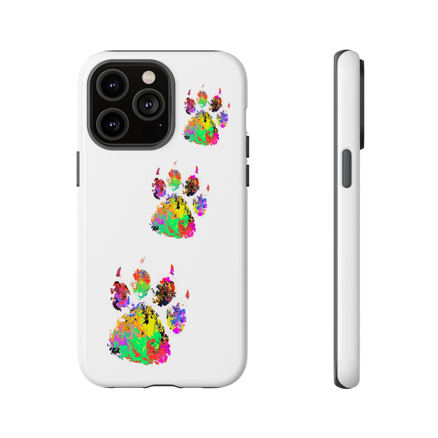 Phone Case — Colorful Paw Print Tough Case, Pet Lover Protective Phone Cover