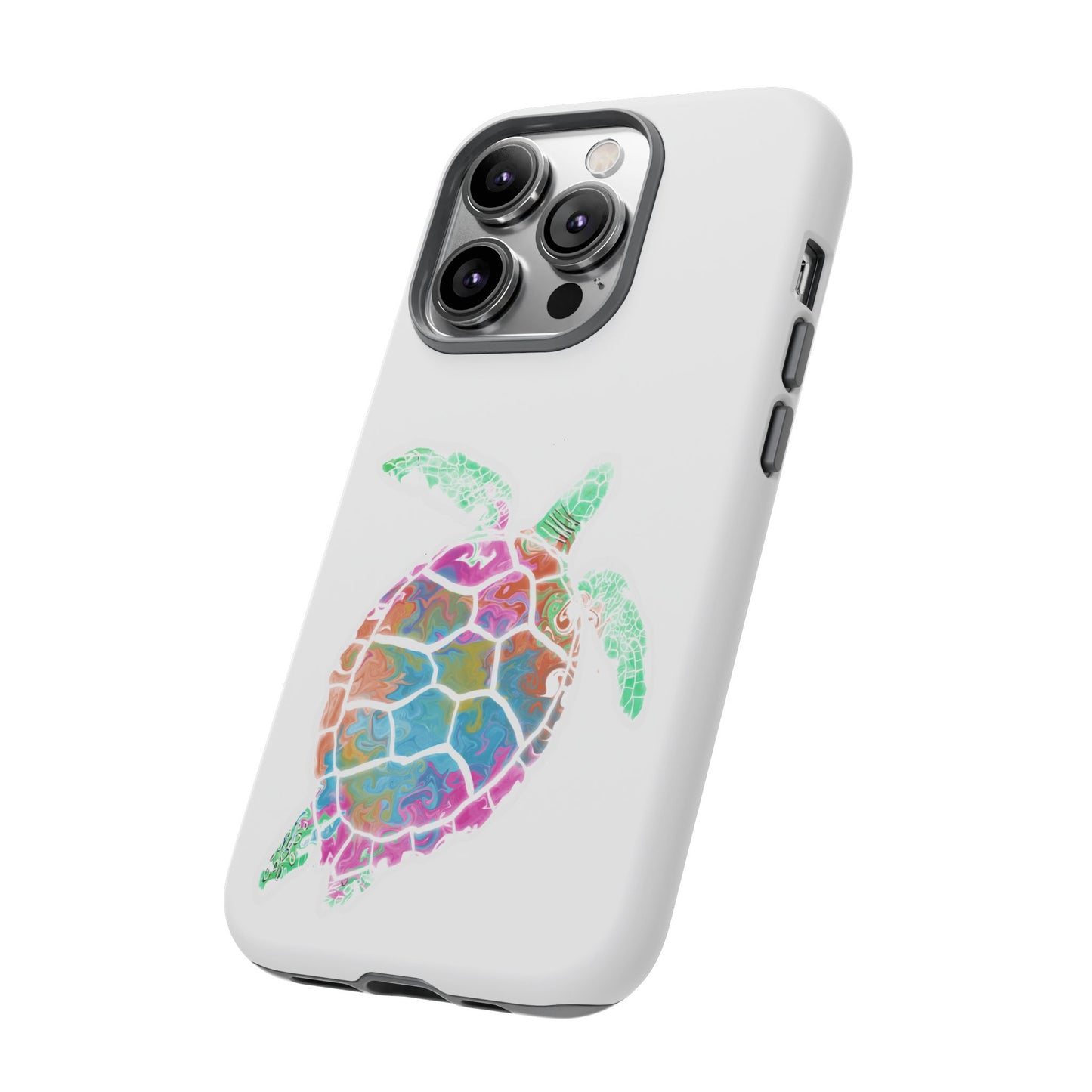 Sea Turtle Tough Phone Case — Colorful Watercolor Turtle Protective Cover
