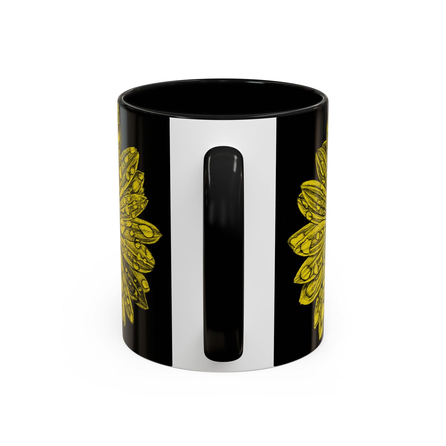 Sunflower Waterdrop Accent Coffee Mug — Yellow Floral 11/15oz