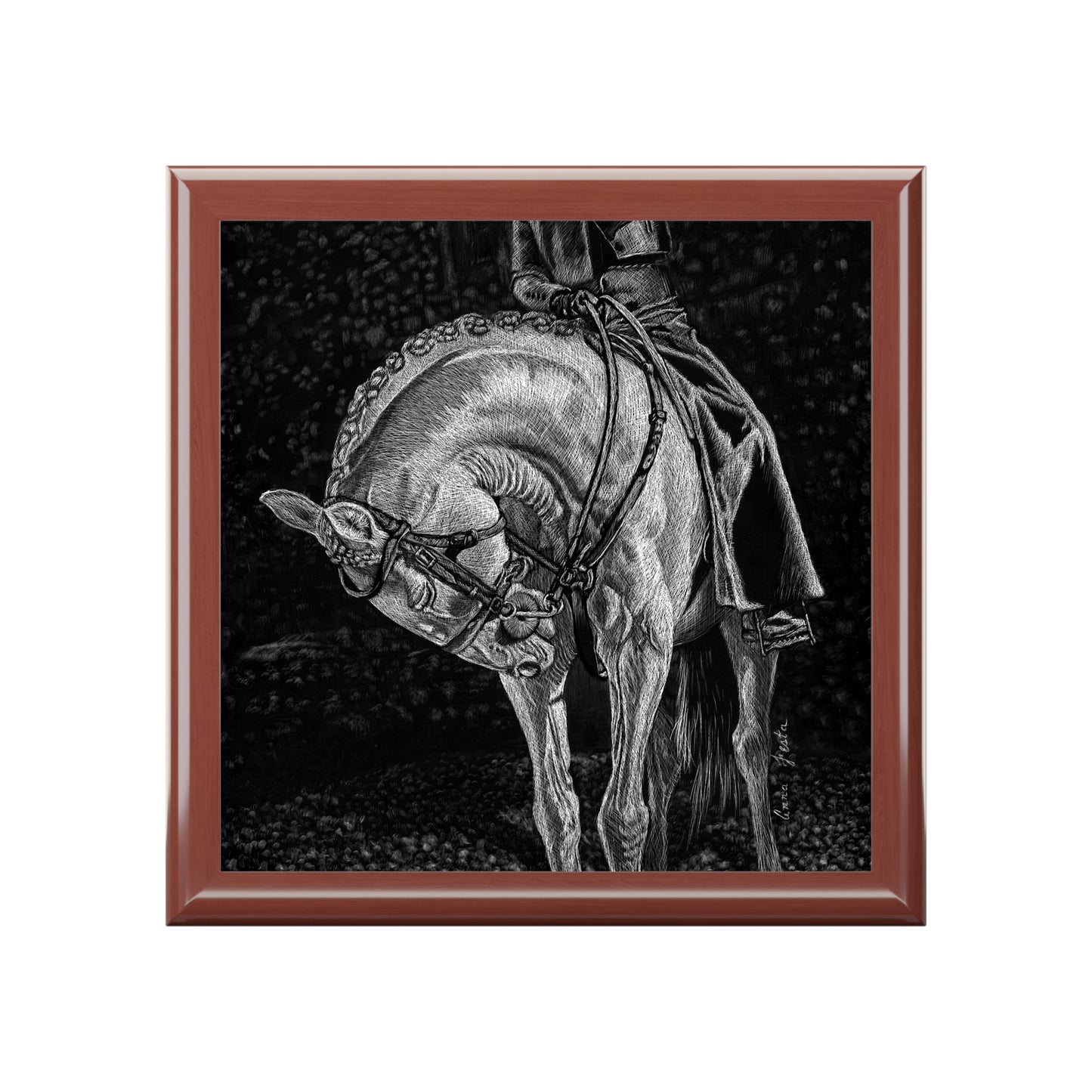 Equestrian Jewelry Box – Black Horse Grooming Art Keepsake