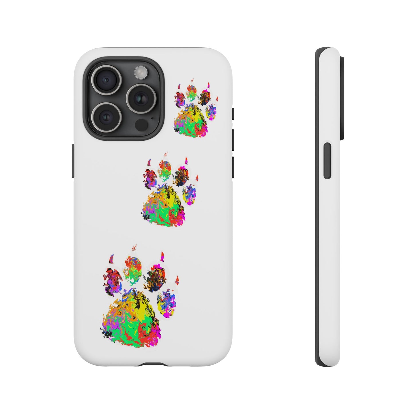 Phone Case — Colorful Paw Print Tough Case, Pet Lover Protective Phone Cover