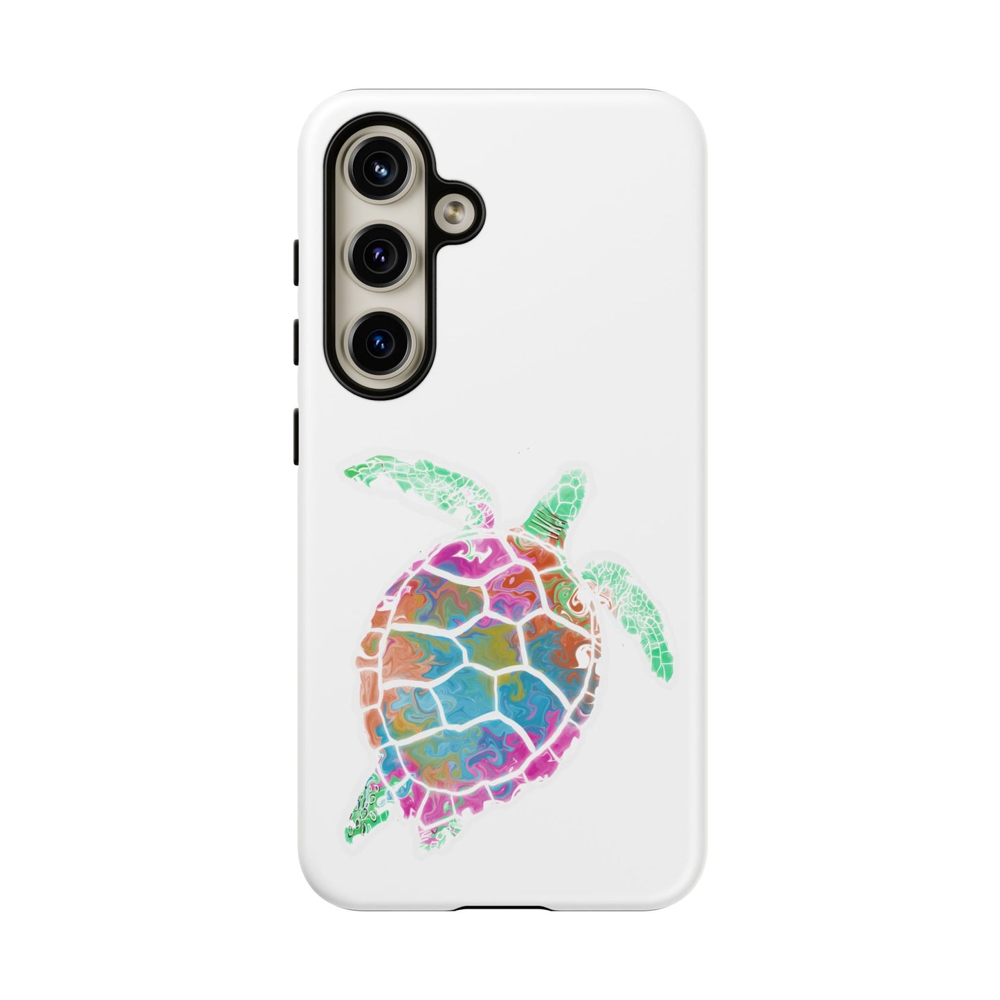 Sea Turtle Tough Phone Case — Colorful Watercolor Turtle Protective Cover