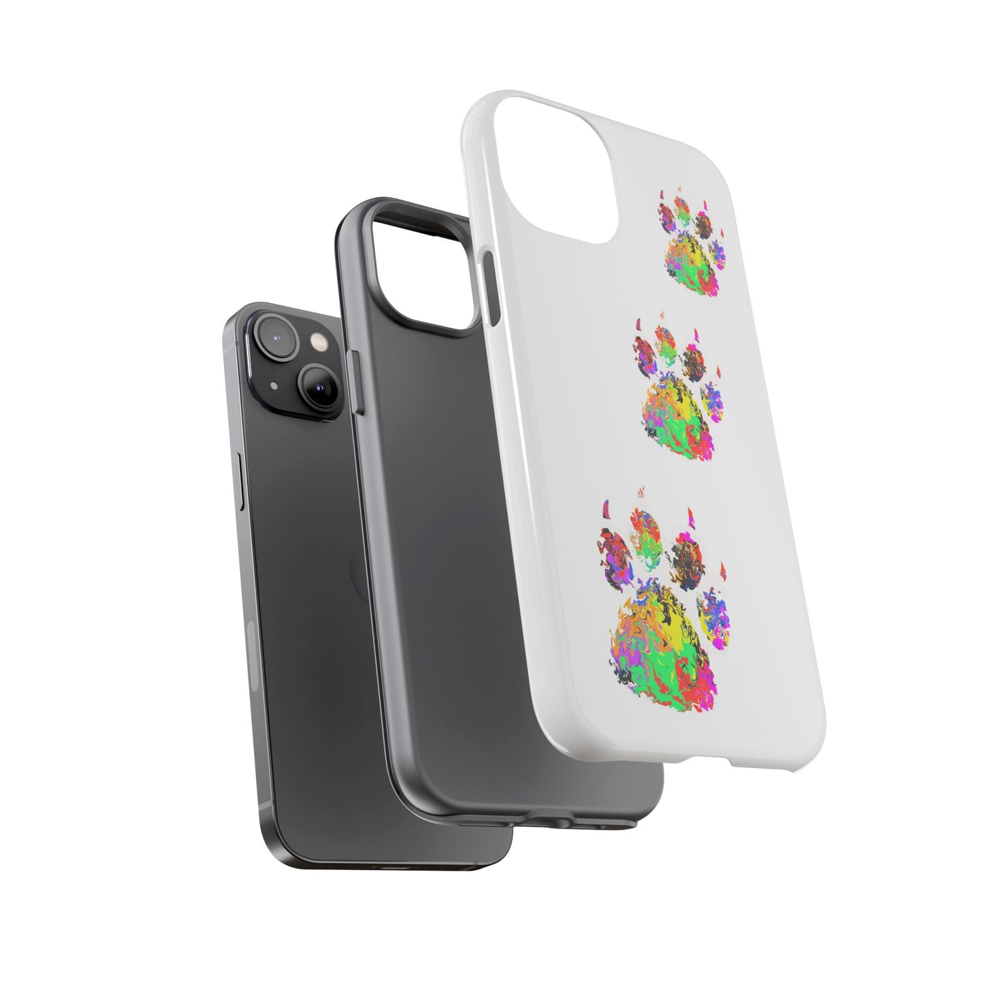 Phone Case — Colorful Paw Print Tough Case, Pet Lover Protective Phone Cover