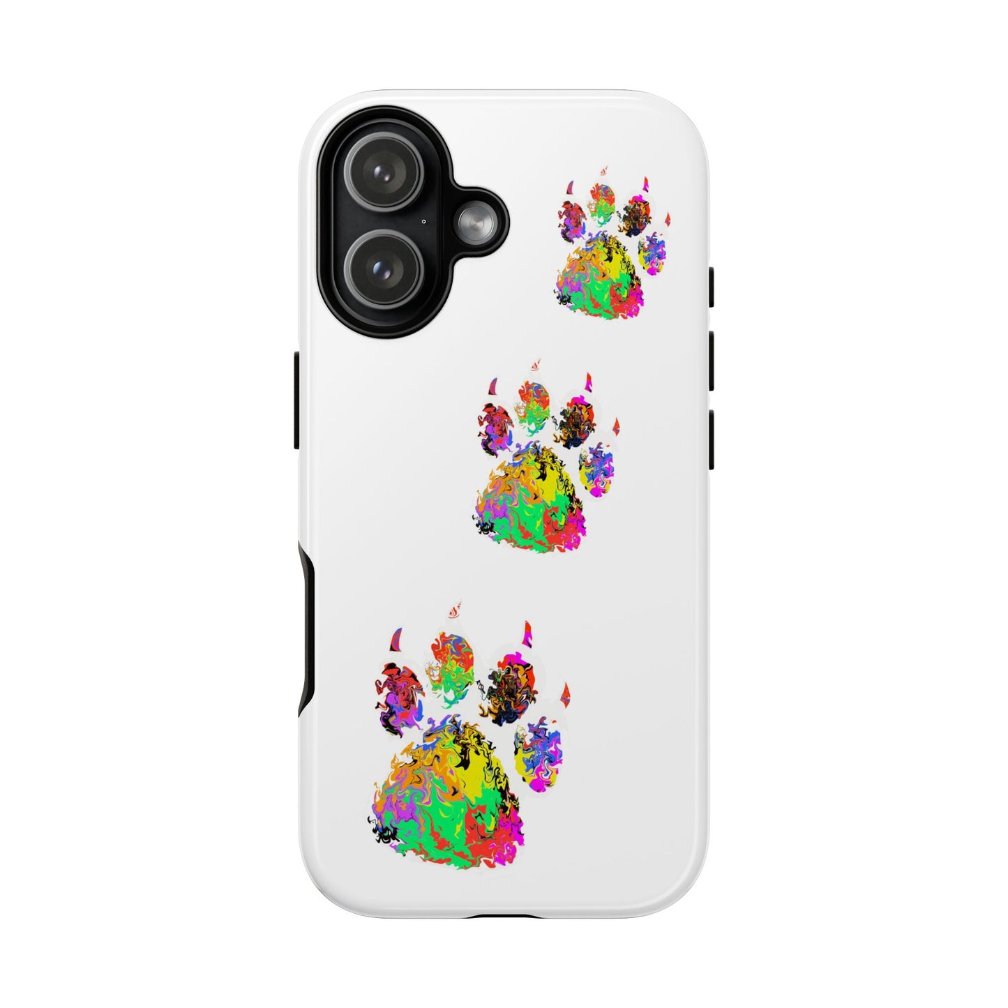 Phone Case — Colorful Paw Print Tough Case, Pet Lover Protective Phone Cover
