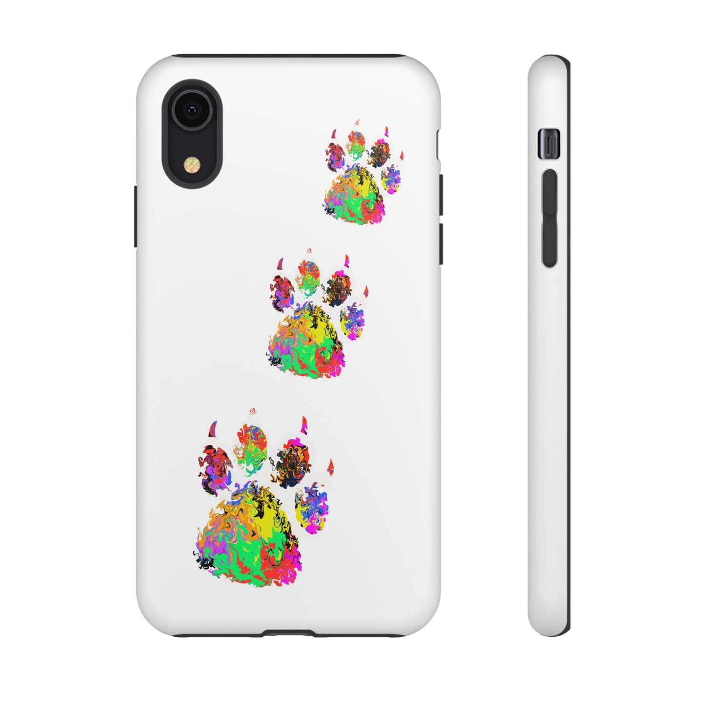 Phone Case — Colorful Paw Print Tough Case, Pet Lover Protective Phone Cover