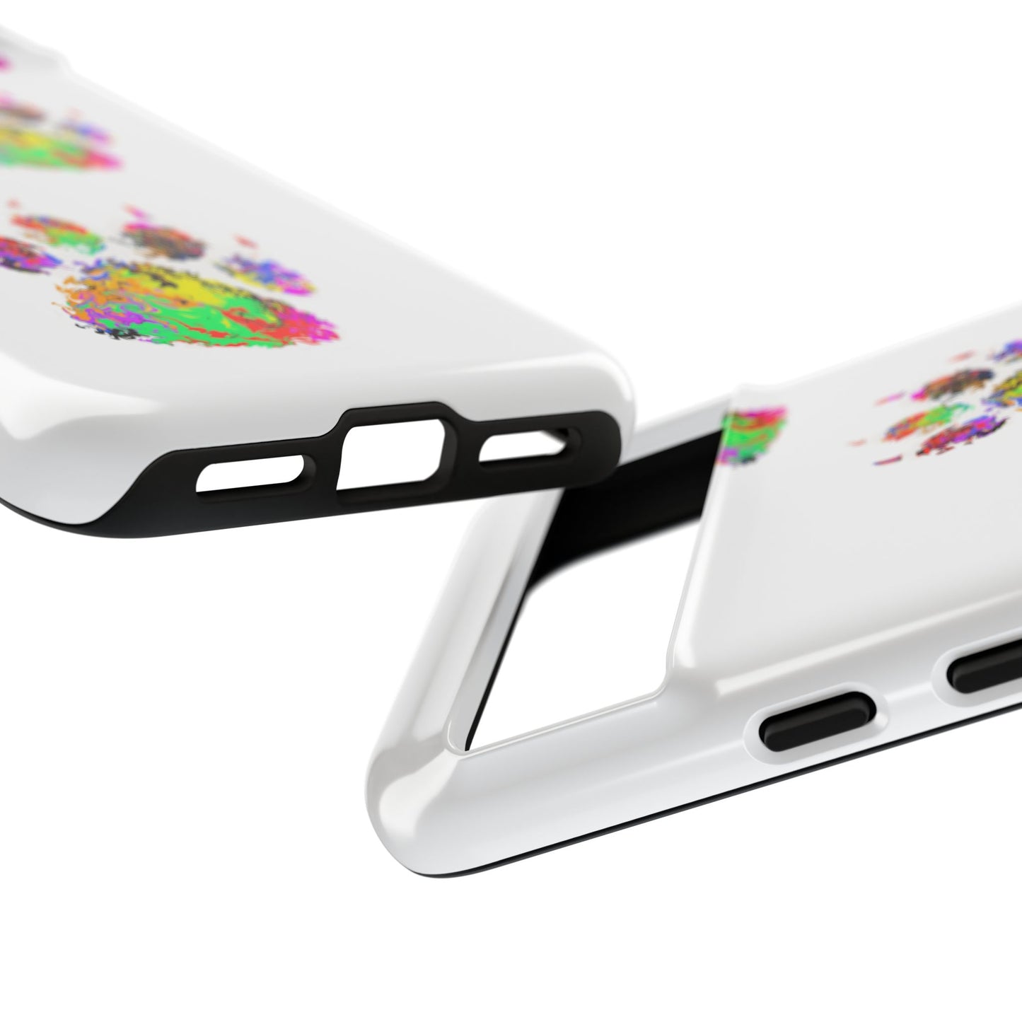 Phone Case — Colorful Paw Print Tough Case, Pet Lover Protective Phone Cover