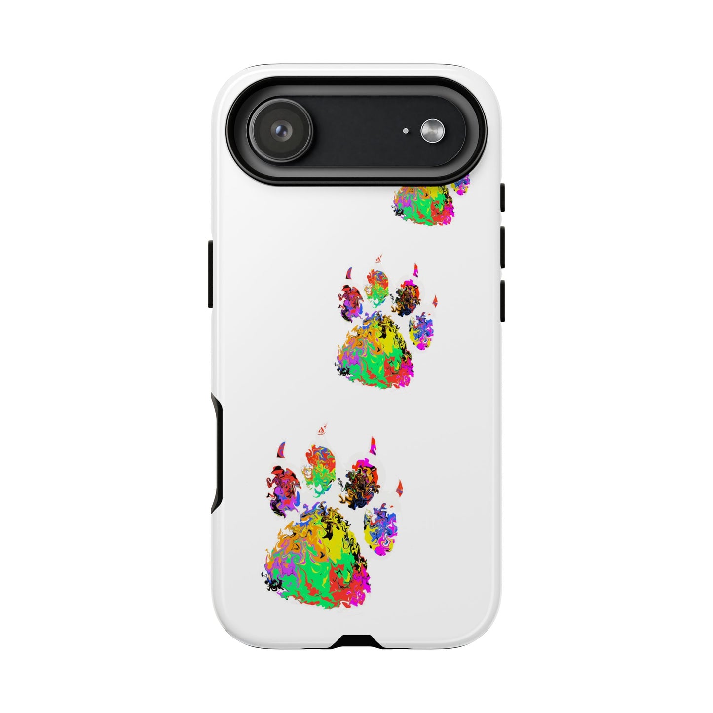 Phone Case — Colorful Paw Print Tough Case, Pet Lover Protective Phone Cover