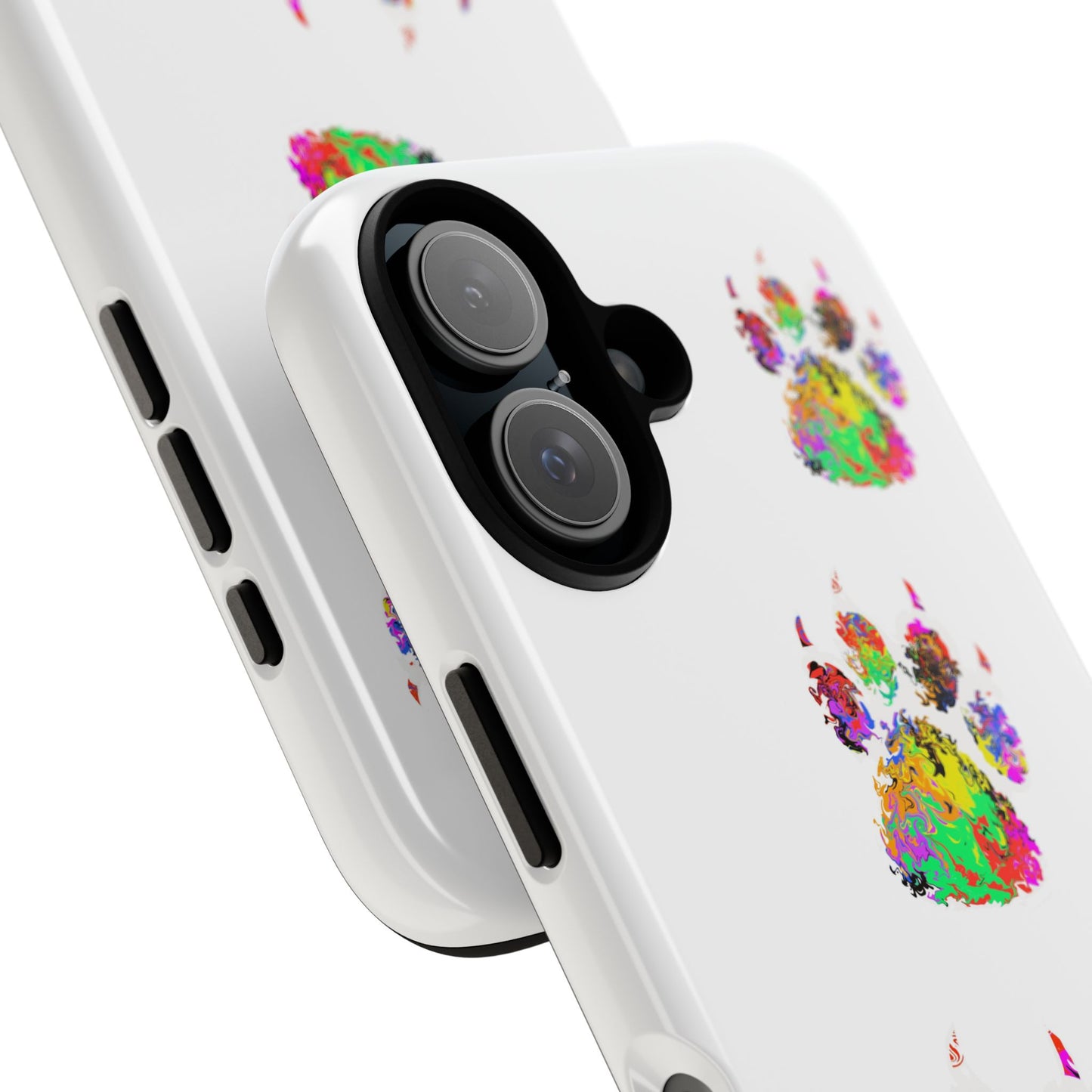 Phone Case — Colorful Paw Print Tough Case, Pet Lover Protective Phone Cover