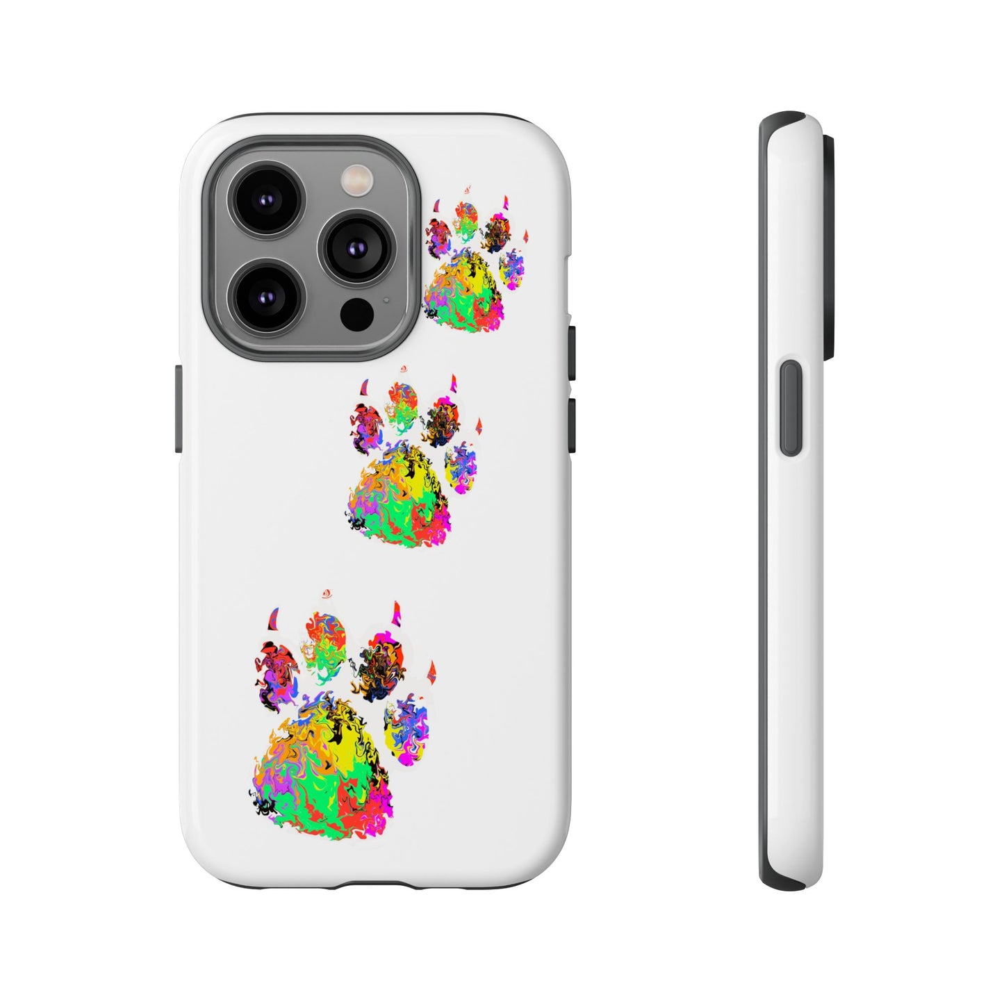 Phone Case — Colorful Paw Print Tough Case, Pet Lover Protective Phone Cover