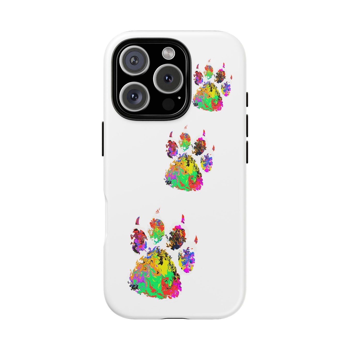 Phone Case — Colorful Paw Print Tough Case, Pet Lover Protective Phone Cover