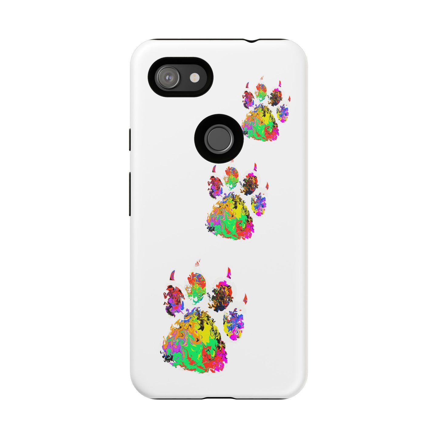 Phone Case — Colorful Paw Print Tough Case, Pet Lover Protective Phone Cover