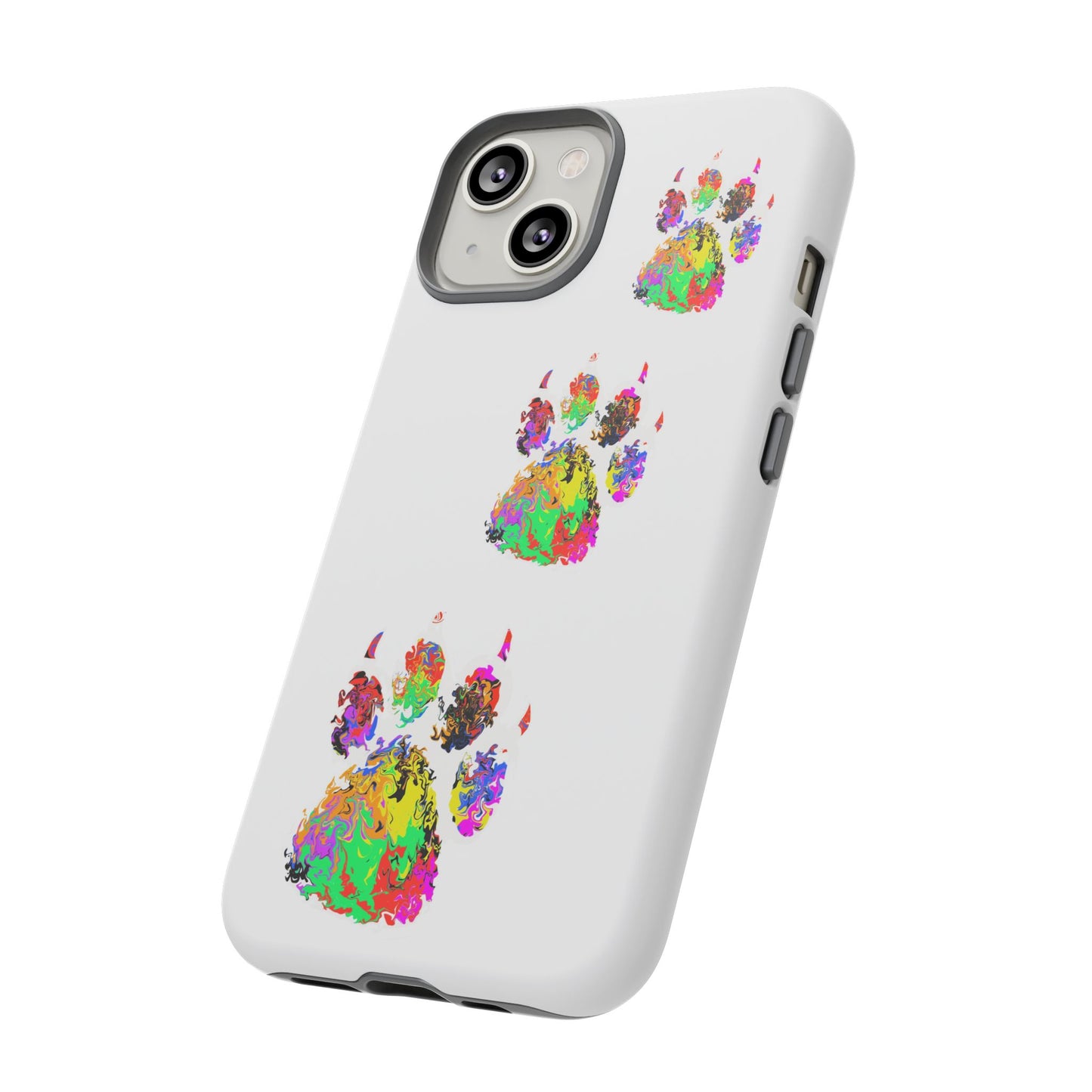 Phone Case — Colorful Paw Print Tough Case, Pet Lover Protective Phone Cover