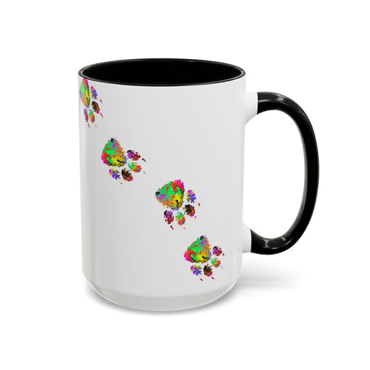 Colorful Paw Print Coffee Mug — Vibrant Pet Lover Accent Mug (11/15oz)