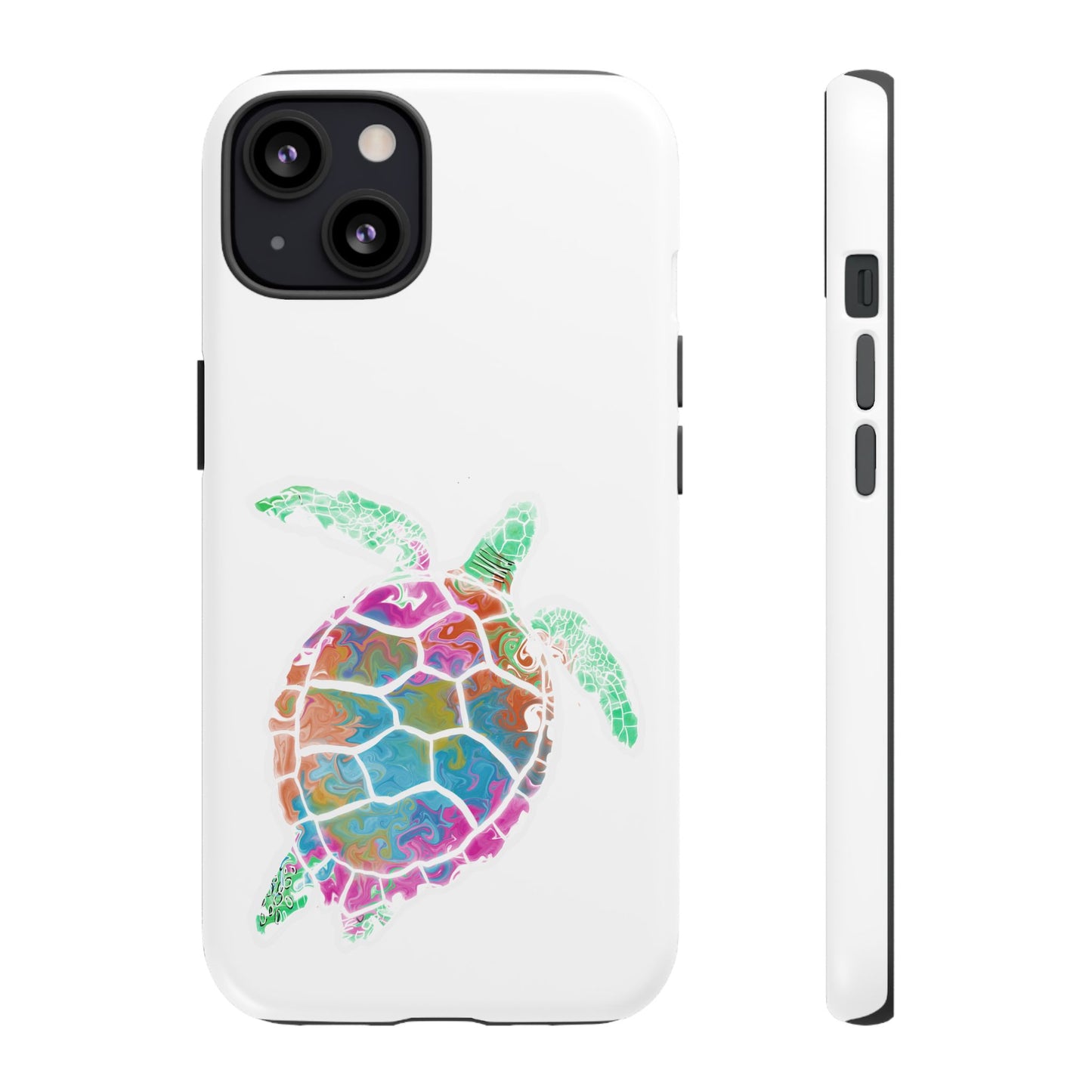 Sea Turtle Tough Phone Case — Colorful Watercolor Turtle Protective Cover