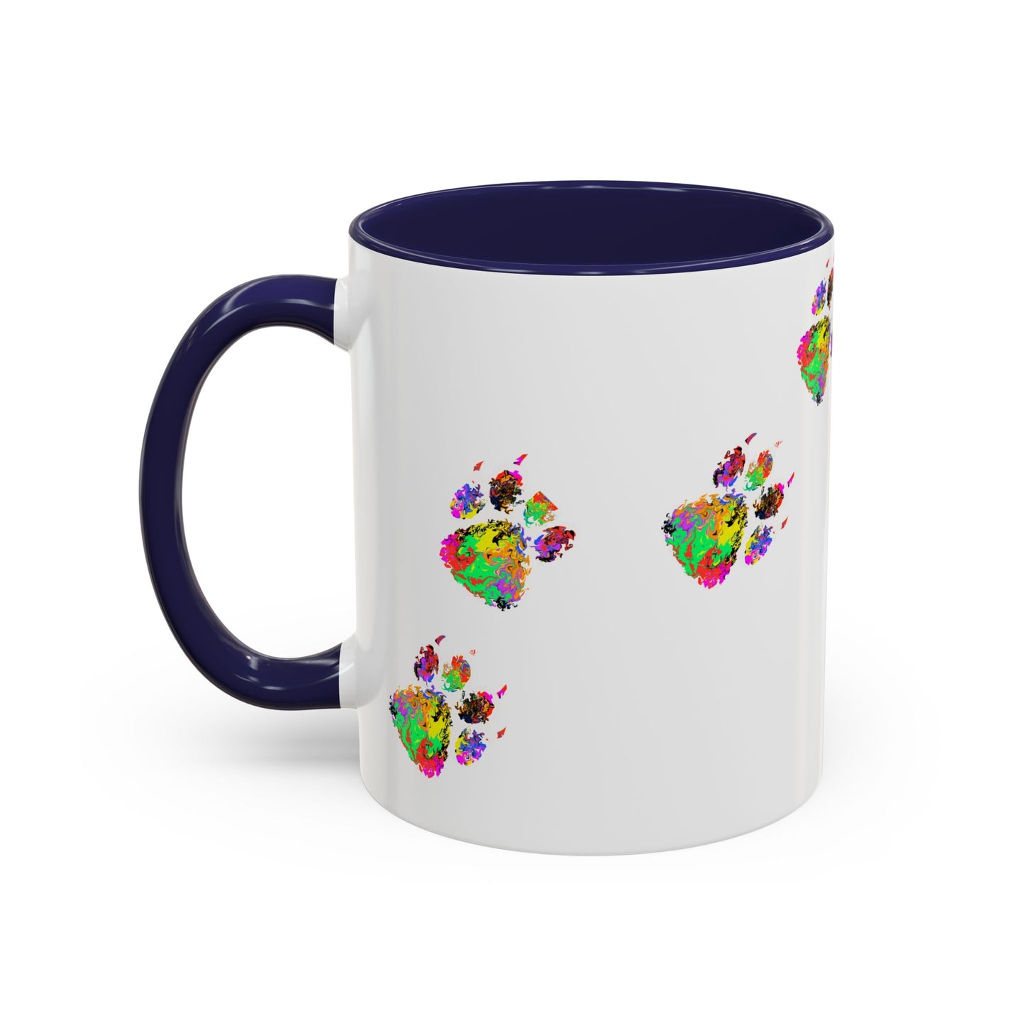 Colorful Paw Print Coffee Mug — Vibrant Pet Lover Accent Mug (11/15oz)