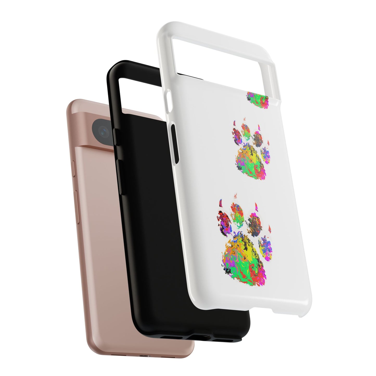 Phone Case — Colorful Paw Print Tough Case, Pet Lover Protective Phone Cover