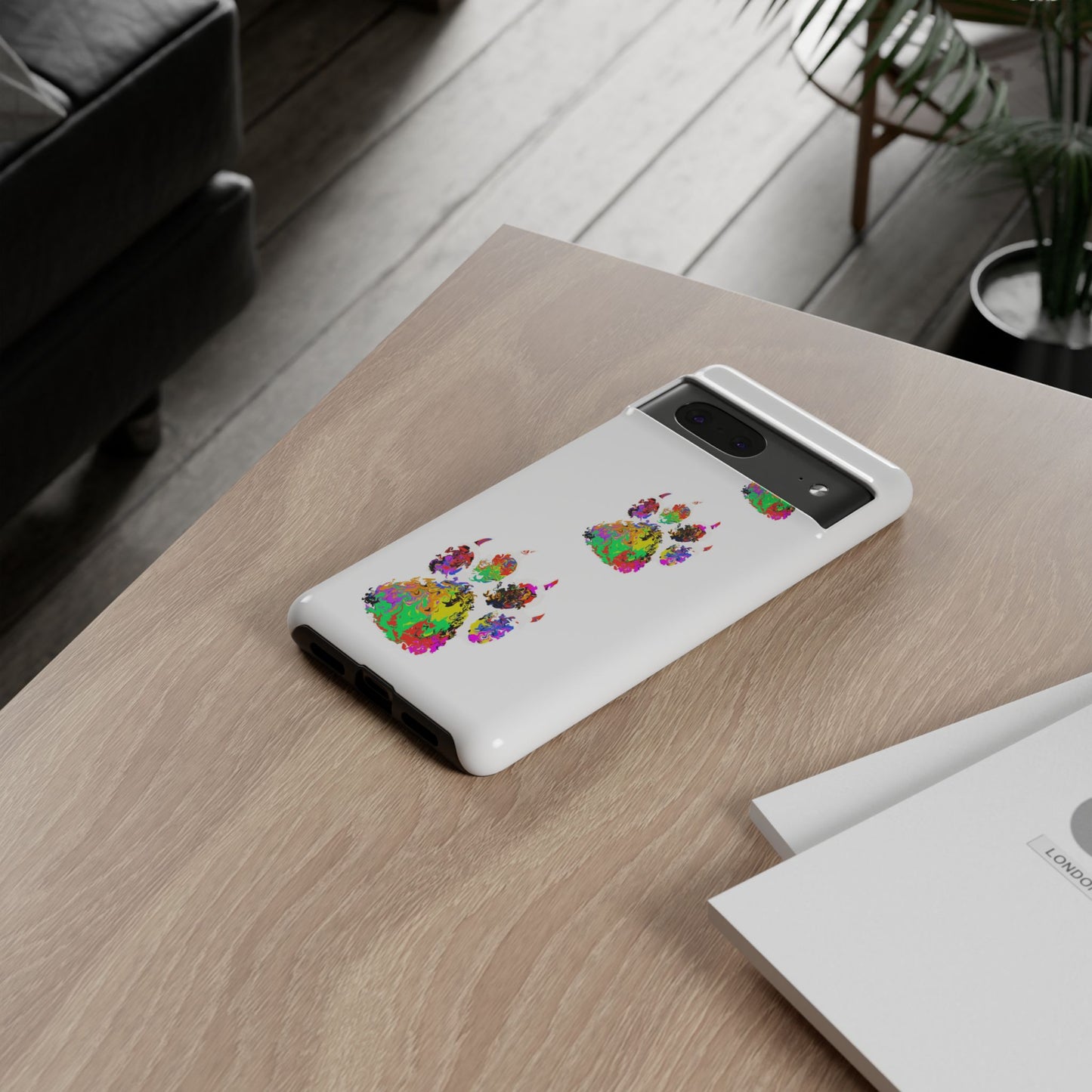 Phone Case — Colorful Paw Print Tough Case, Pet Lover Protective Phone Cover