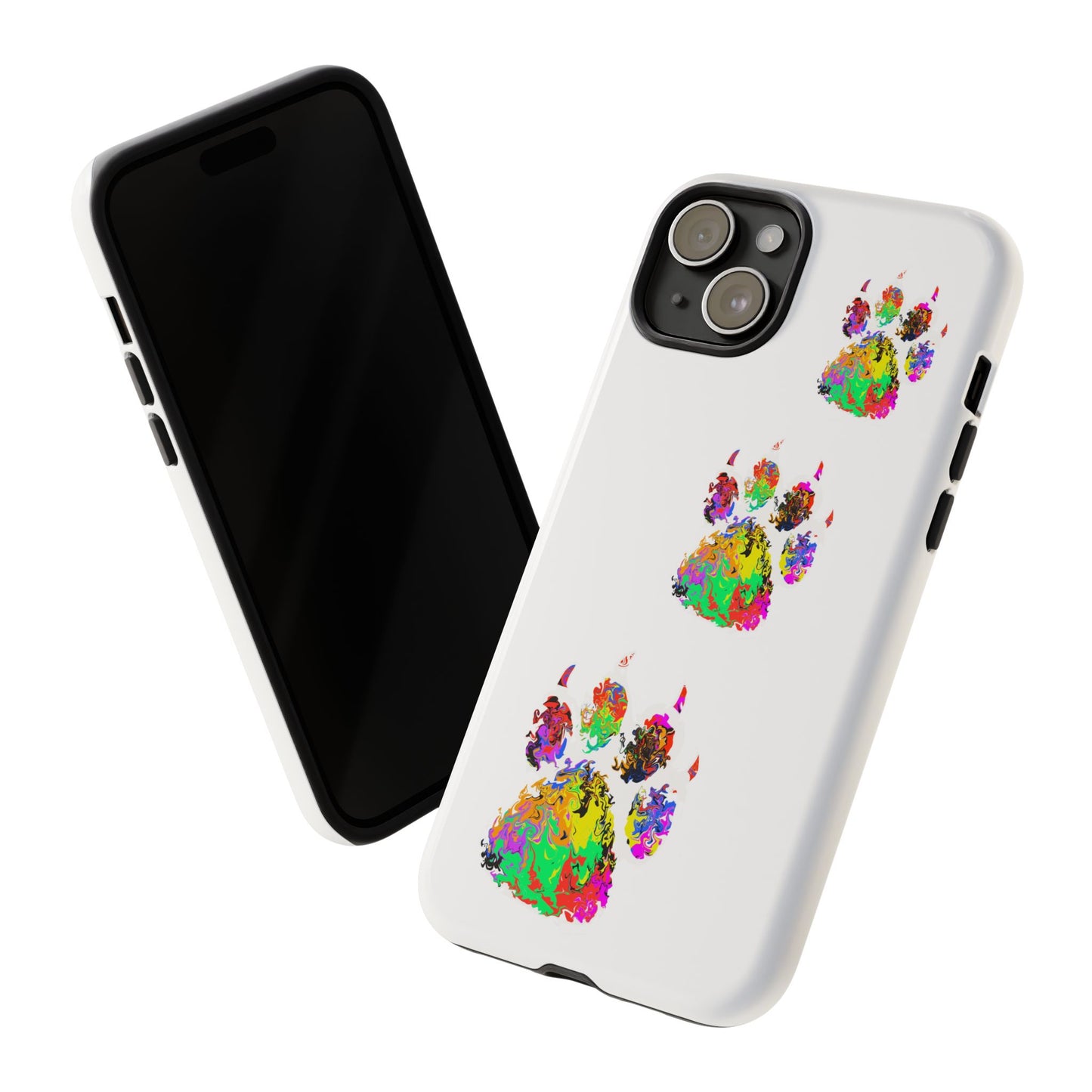 Phone Case — Colorful Paw Print Tough Case, Pet Lover Protective Phone Cover