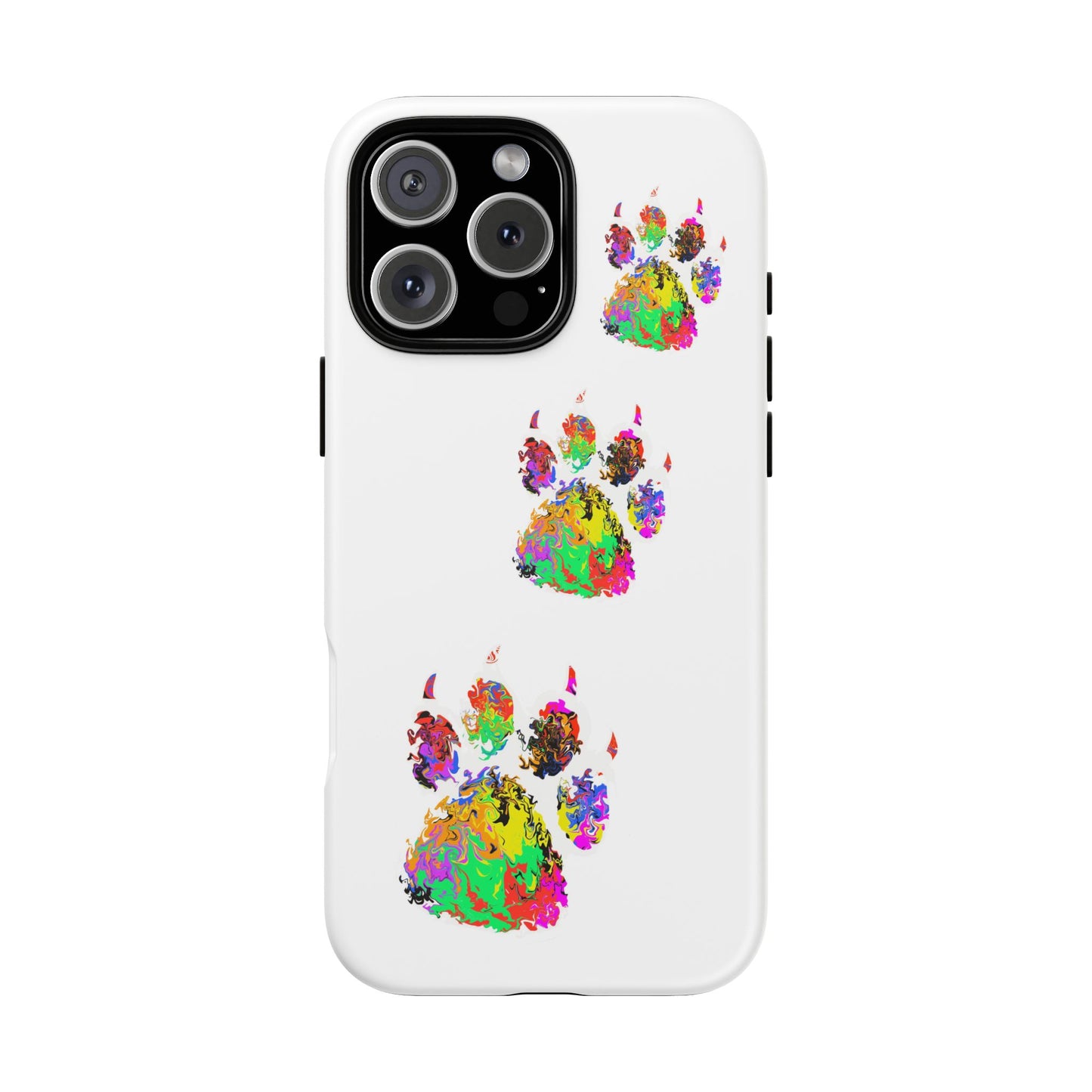 Phone Case — Colorful Paw Print Tough Case, Pet Lover Protective Phone Cover