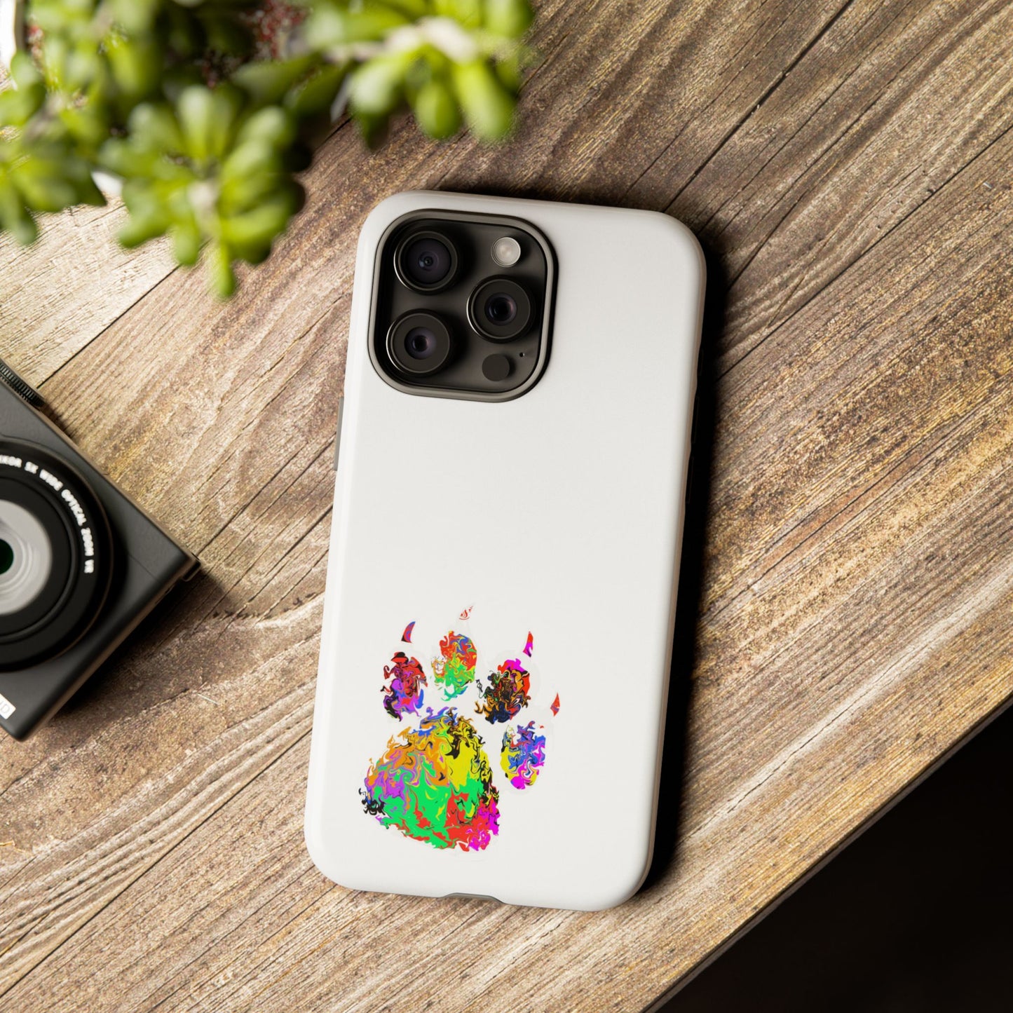 Colorful Paw Print Phone Case — Protective Pet Lover iPhone Case