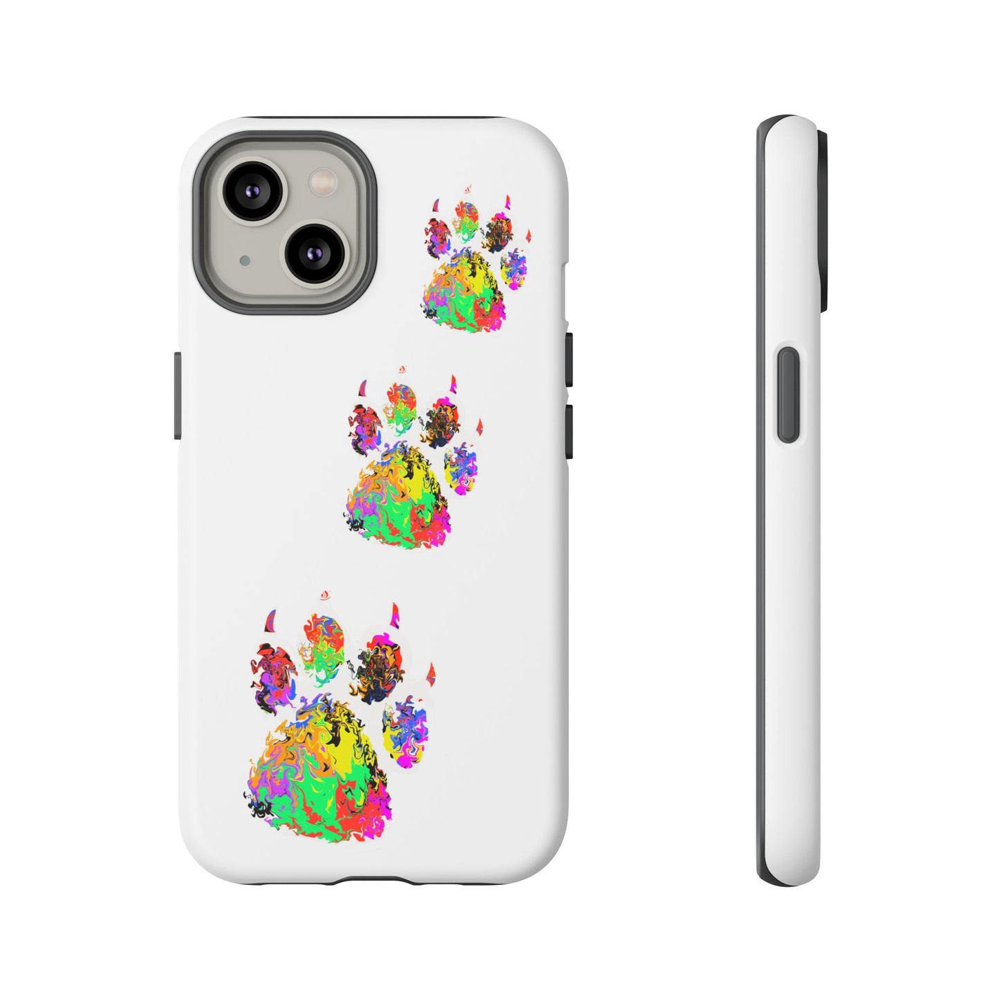 Phone Case — Colorful Paw Print Tough Case, Pet Lover Protective Phone Cover