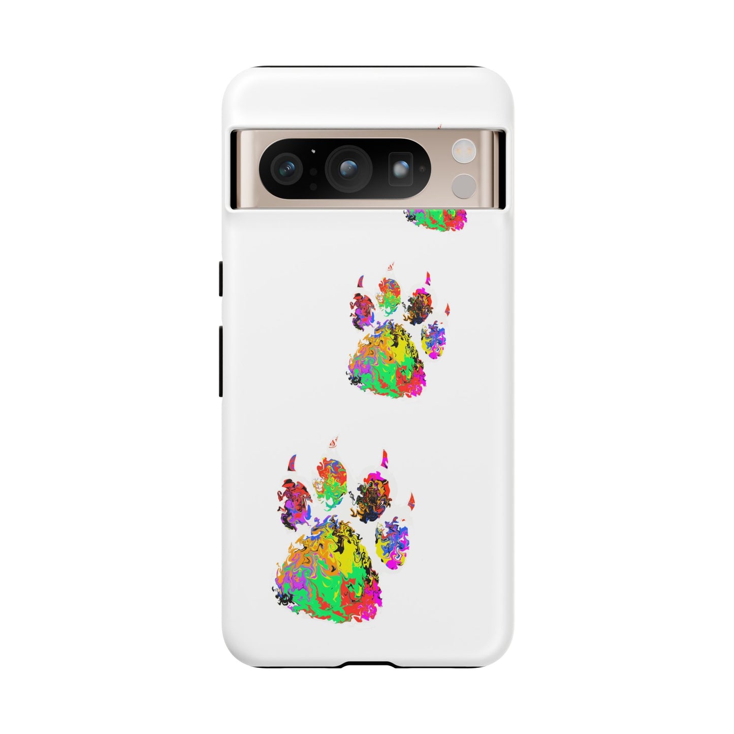 Phone Case — Colorful Paw Print Tough Case, Pet Lover Protective Phone Cover