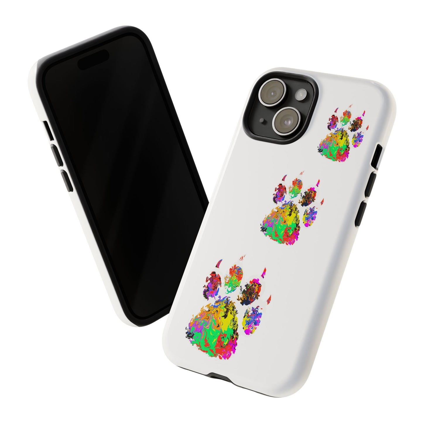 Phone Case — Colorful Paw Print Tough Case, Pet Lover Protective Phone Cover