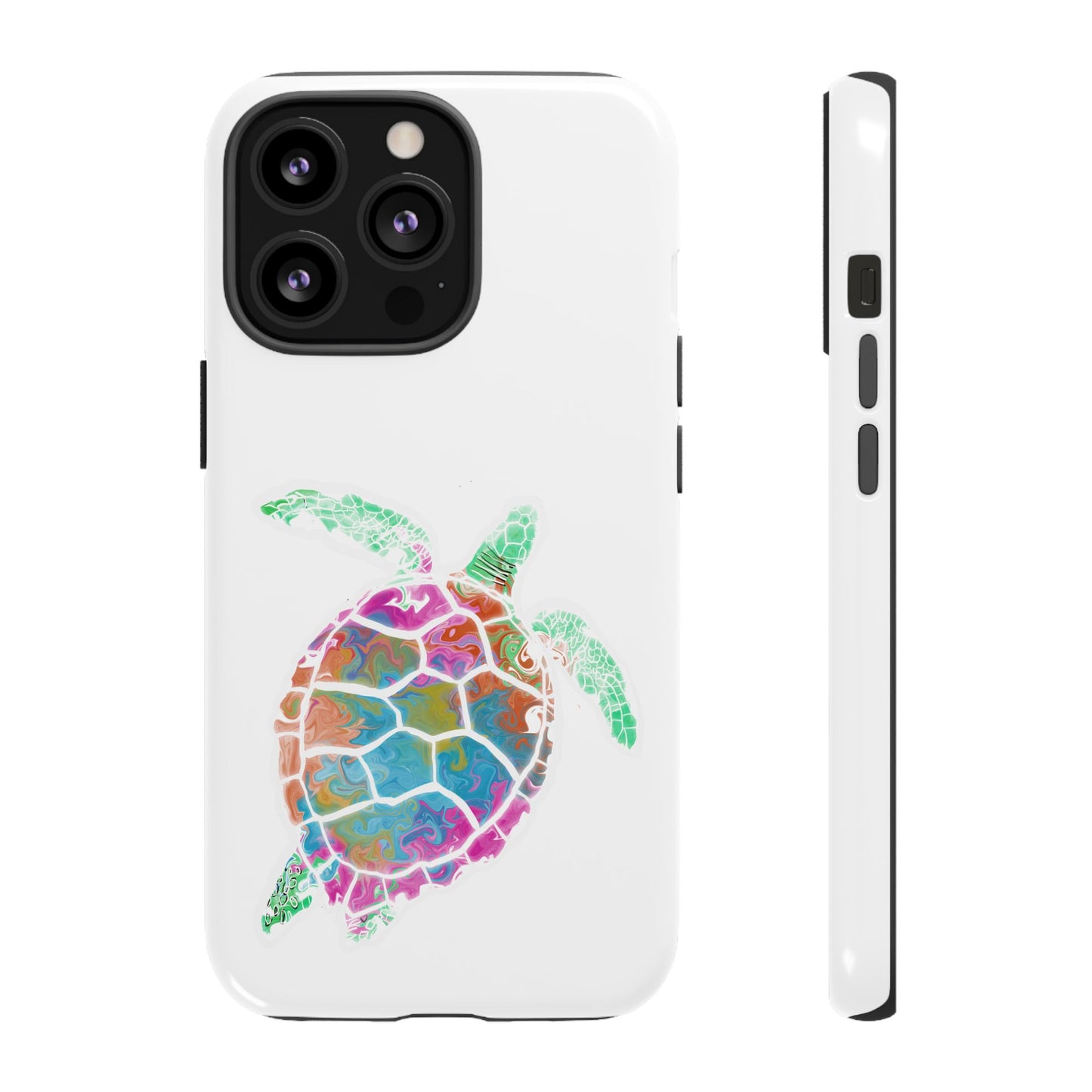 Sea Turtle Tough Phone Case — Colorful Watercolor Turtle Protective Cover