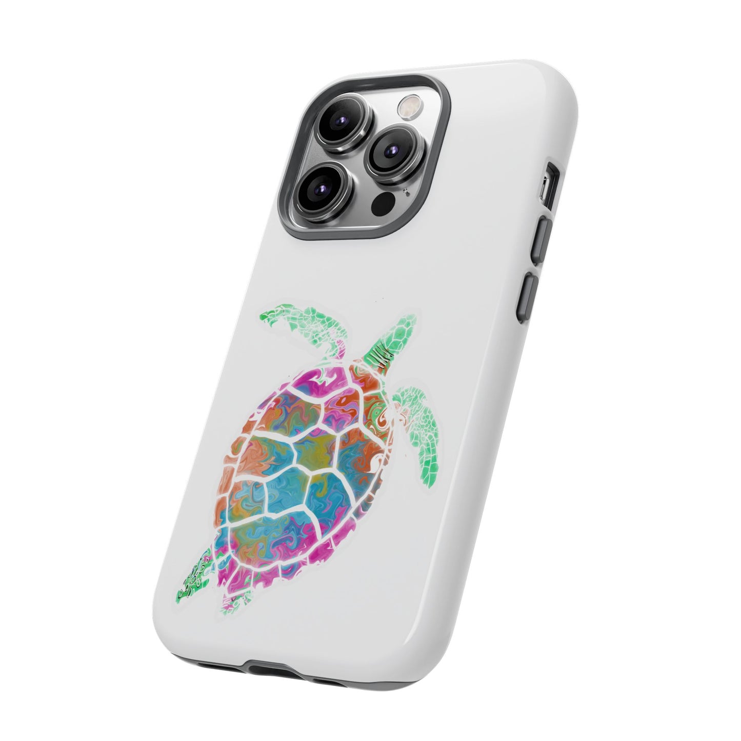 Sea Turtle Tough Phone Case — Colorful Watercolor Turtle Protective Cover