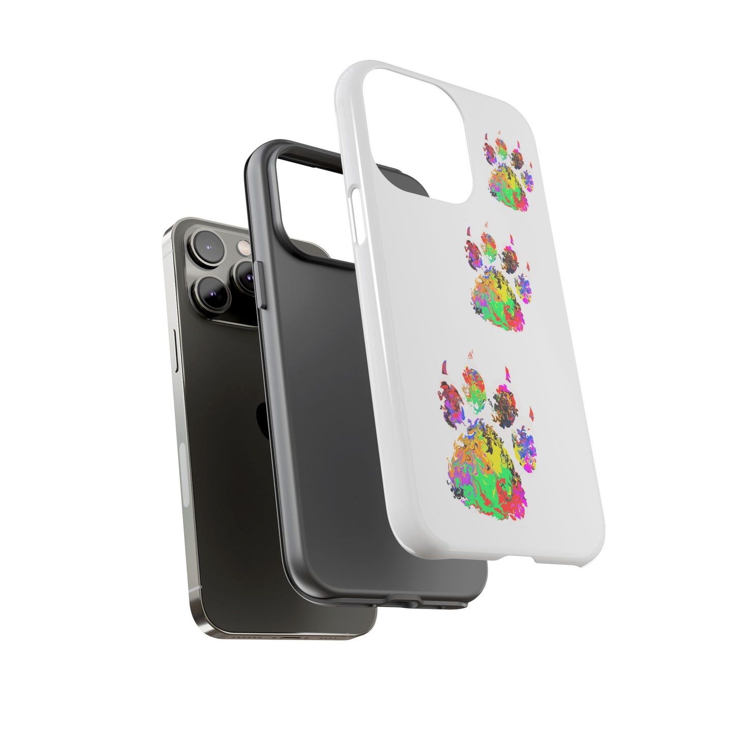 Phone Case — Colorful Paw Print Tough Case, Pet Lover Protective Phone Cover