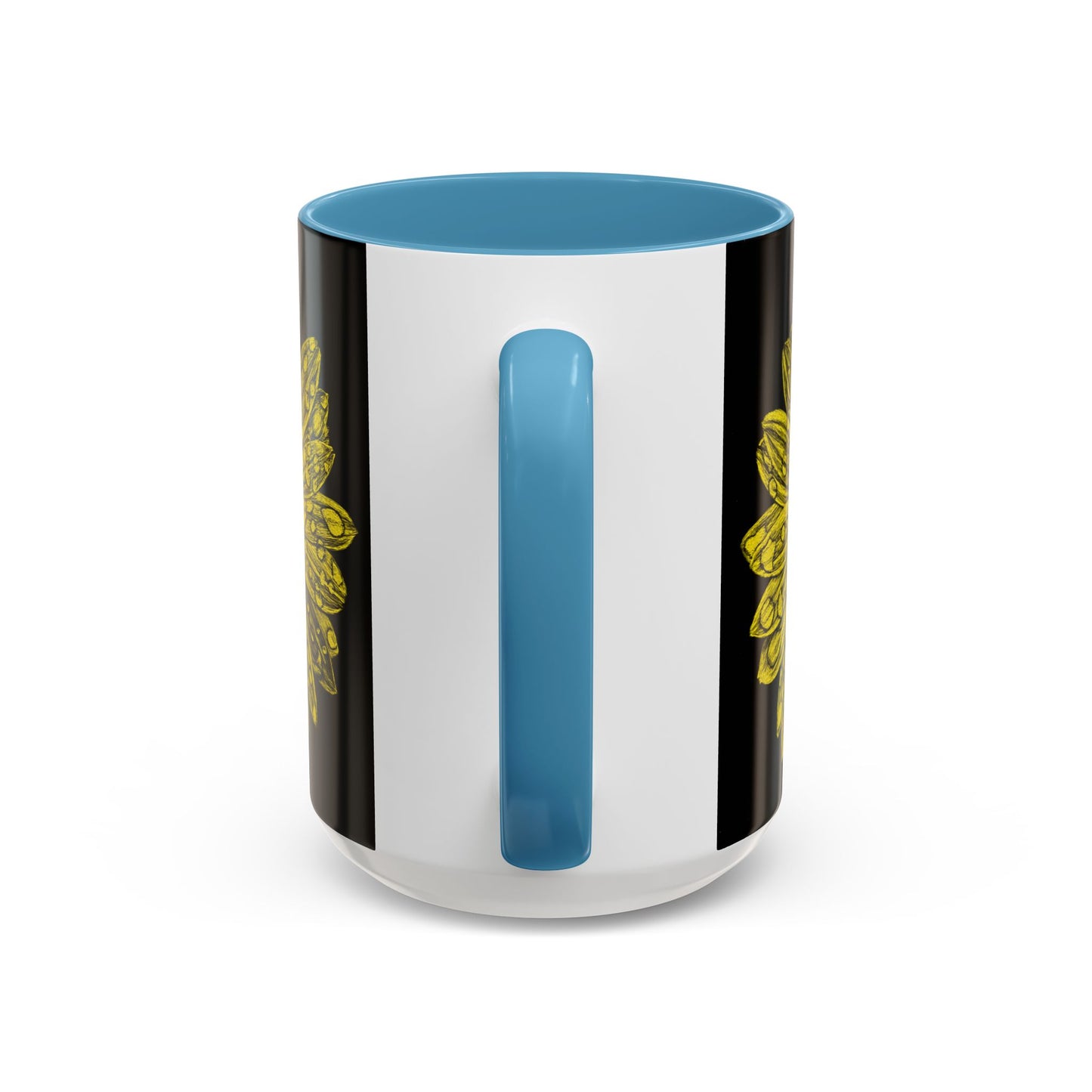 Sunflower Waterdrop Accent Coffee Mug — Yellow Floral 11/15oz