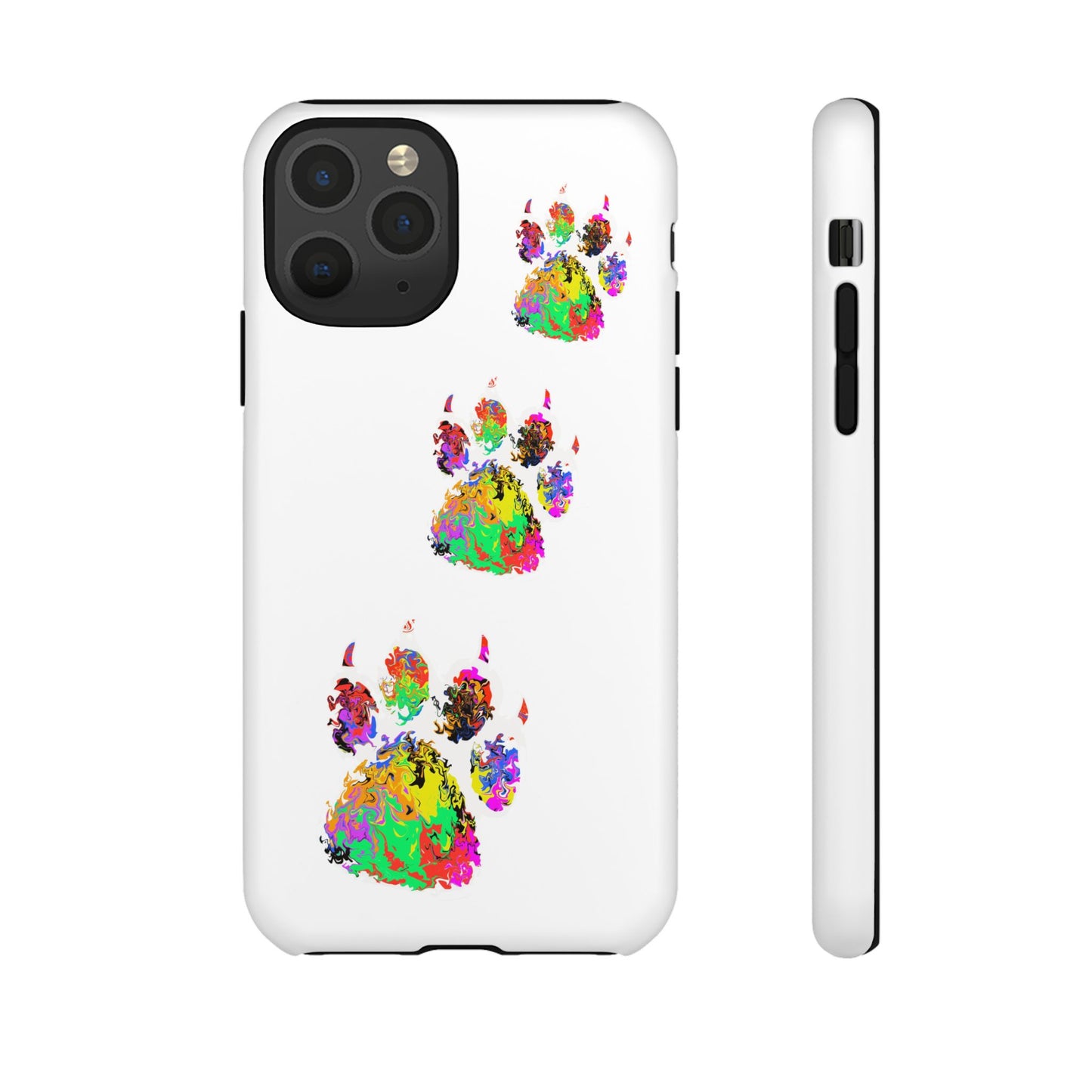 Phone Case — Colorful Paw Print Tough Case, Pet Lover Protective Phone Cover